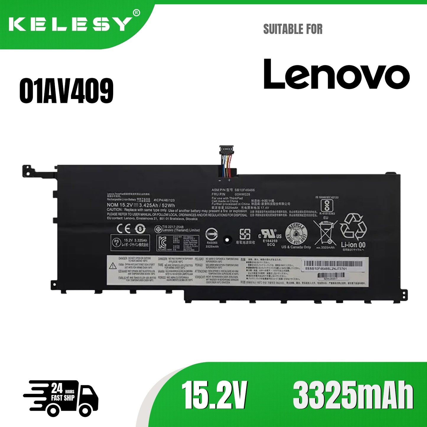 KELESY 01AV409 01AV439 Laptop Battery for LENOVO X1C Yoga Carbon Gen 4 2016 Ultrabook 01AV410 01AV438 SB10K97567 SB10K97566