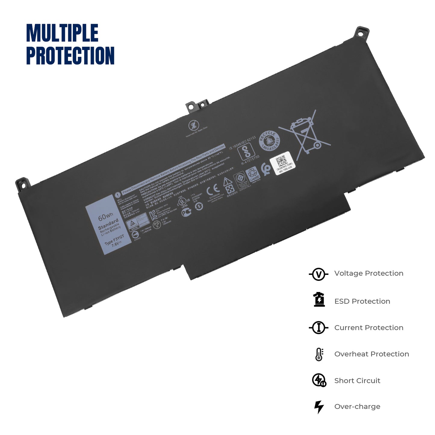 KELESY F3YGT DJ1J0 Laptop Battery For Dell 7480 2X39G Latitude 12 7000 7280 7290 E7280 E7290 E7380 E7390 13 7000 7380 7390 14 74