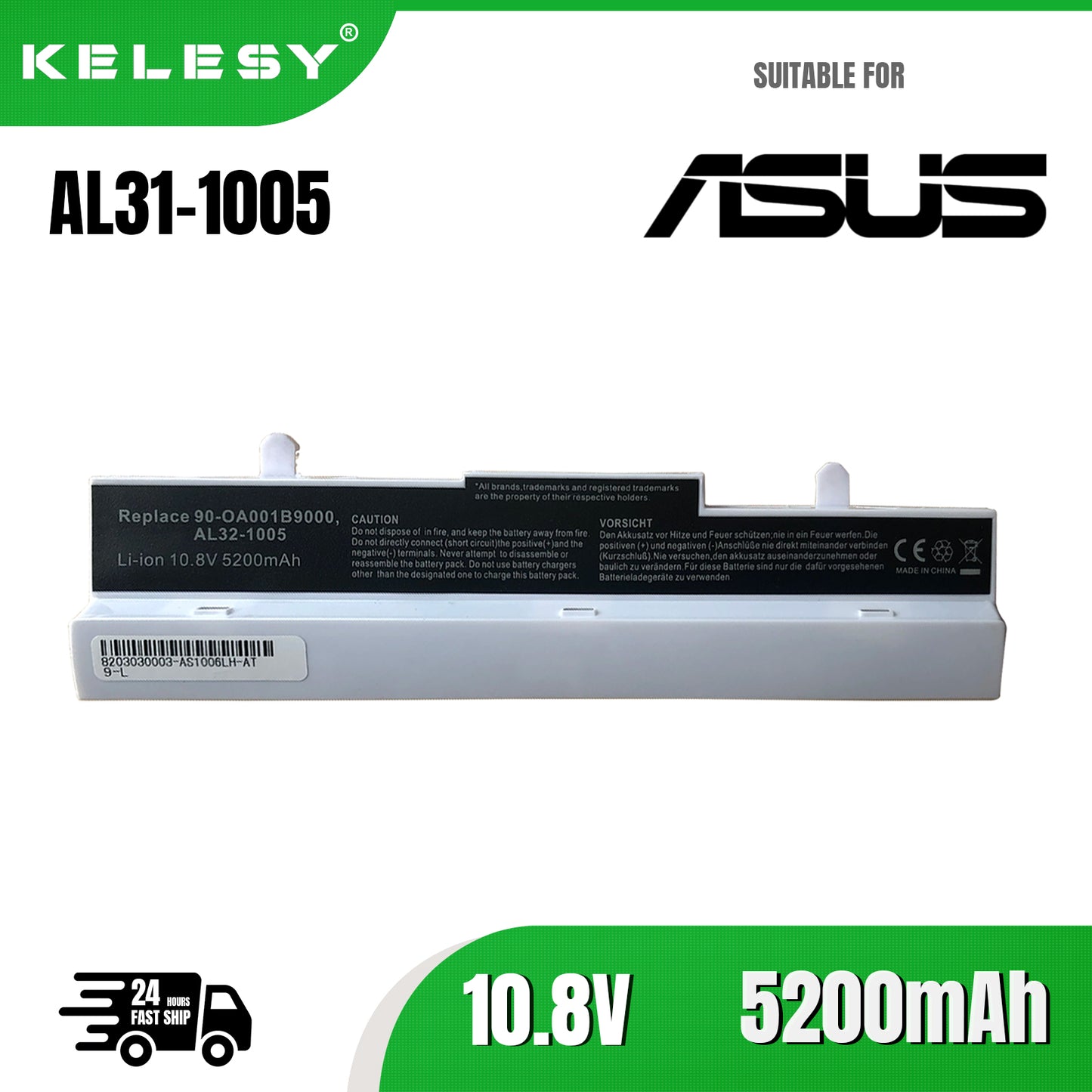 KELESY AL31-1005 de batería blanca, PL31-1005 para Asus Eee PC1005P 1005HA 1005PE