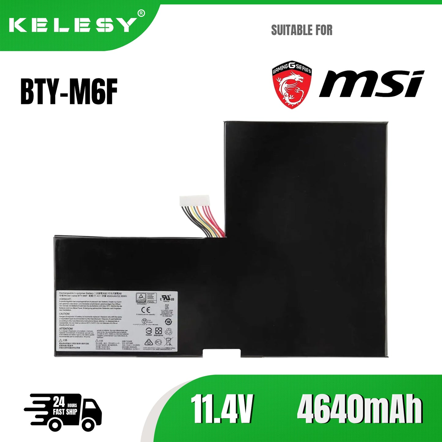 KELESY BTY-M6F Laoptop Battery For MSI GS60 2QC 2QE 2PM 2PC 2PL 6QC PX60 6QE 6QD MS-16H2 MS-16H4 11.4V 4640mAh Fast Delivery