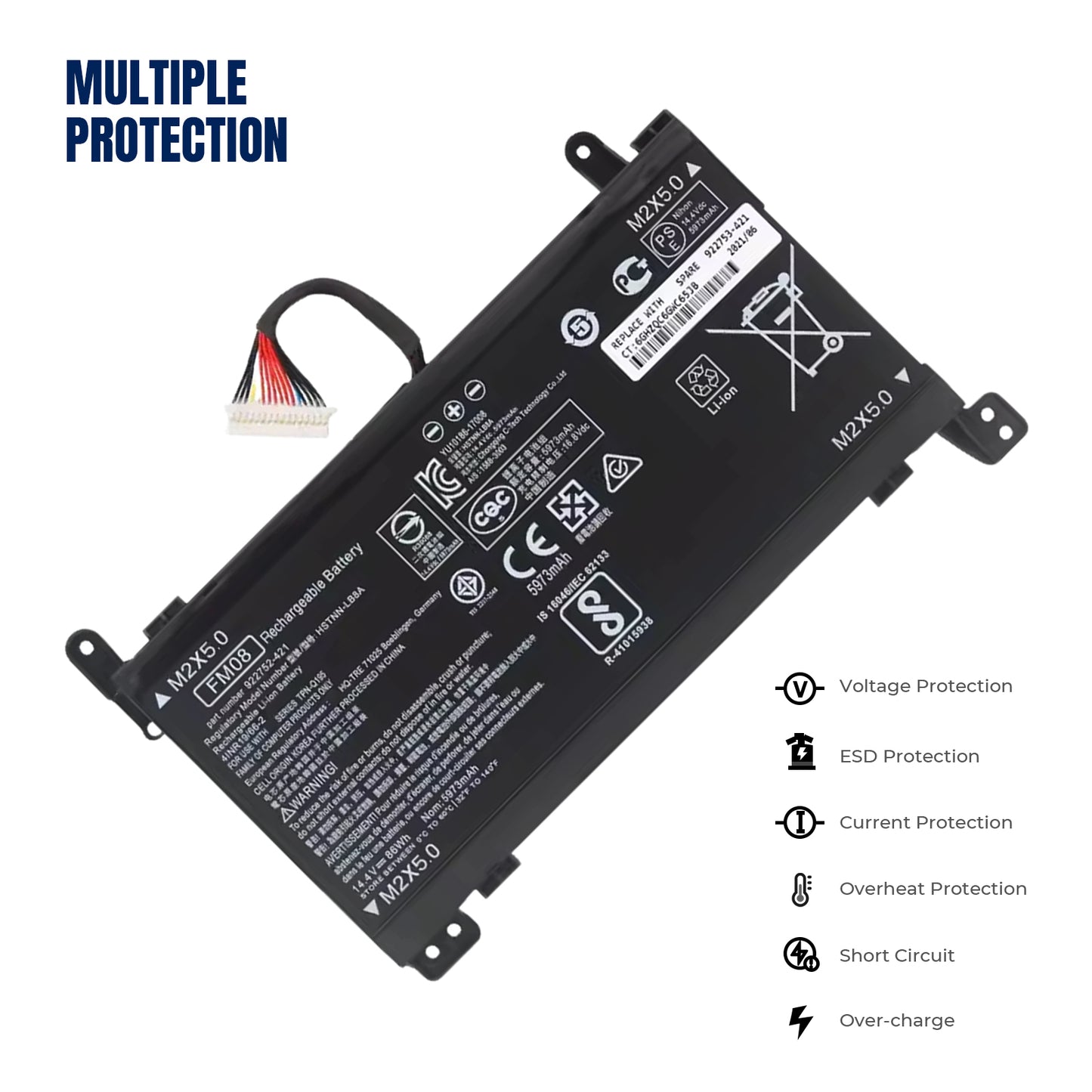KELESY Genuine FM08 Laptop Battery for HP OMEN 17-an013TX 17-an014TX TPN-Q195 HSTNN-LB8B TPN-Q195 14.4V 86WH