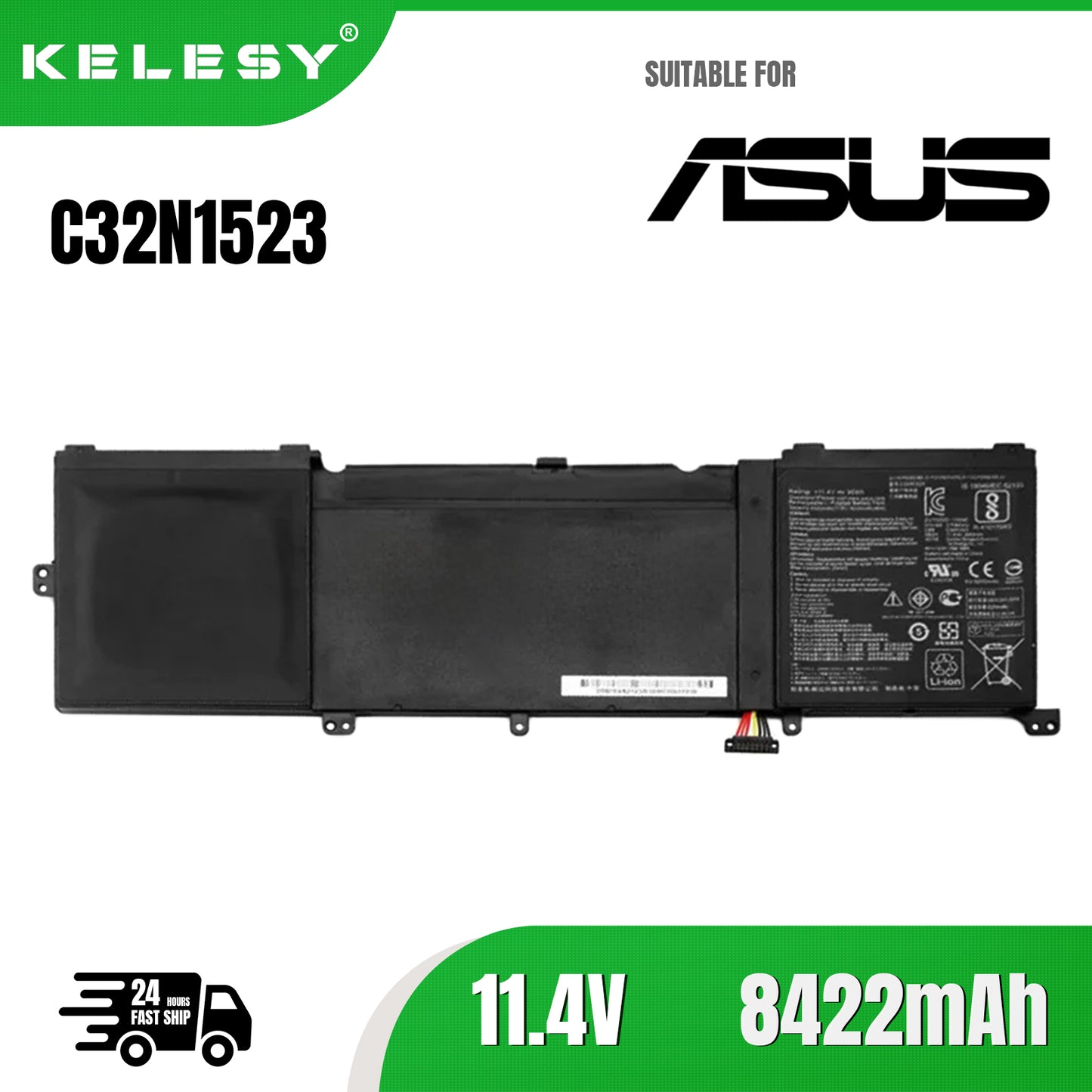 Аккумулятор KELESY C32N1523 для ноутбука ASUS Zenbook Pro UX501VW N501L серии C32N1523 11,4 В 96 Вт·ч