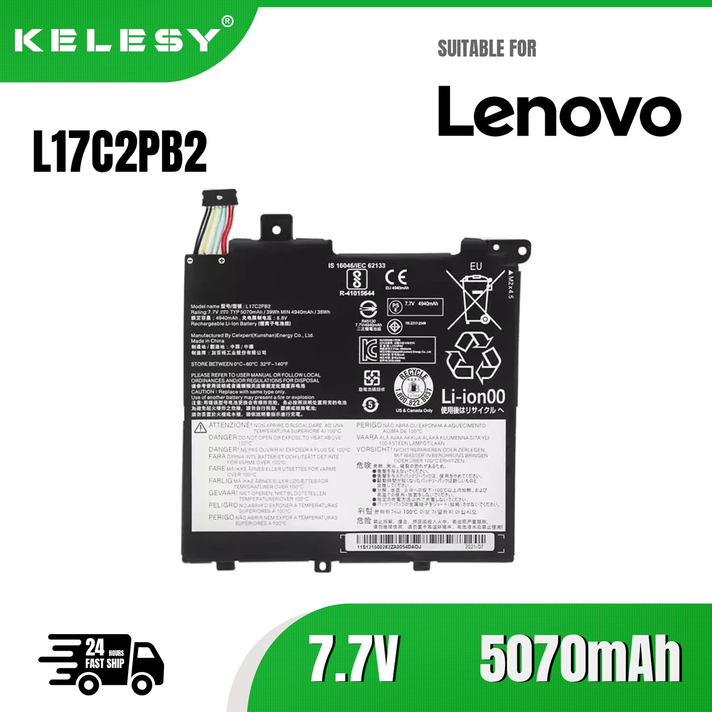 KELESY L17M2PB2 laptop battery for Lenovo battery V330 14ikk 14R V130 14igm 14ikk l17l2pb1 l17l2pb2 l17m2pb1 l17c2pb2 E43-80