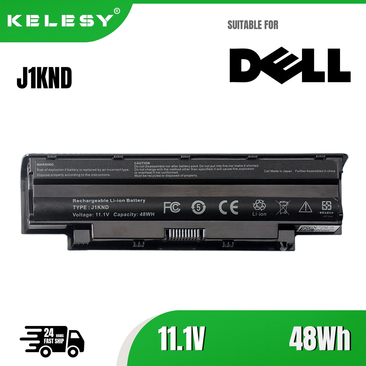 KELESY J1KND J4XDH 9TCXN Laptop Battery For Dell Inspiron M5030R M411R M4110 M503 13R N3010 N3010D 9T48V 4T7JN FMHC10 48WH