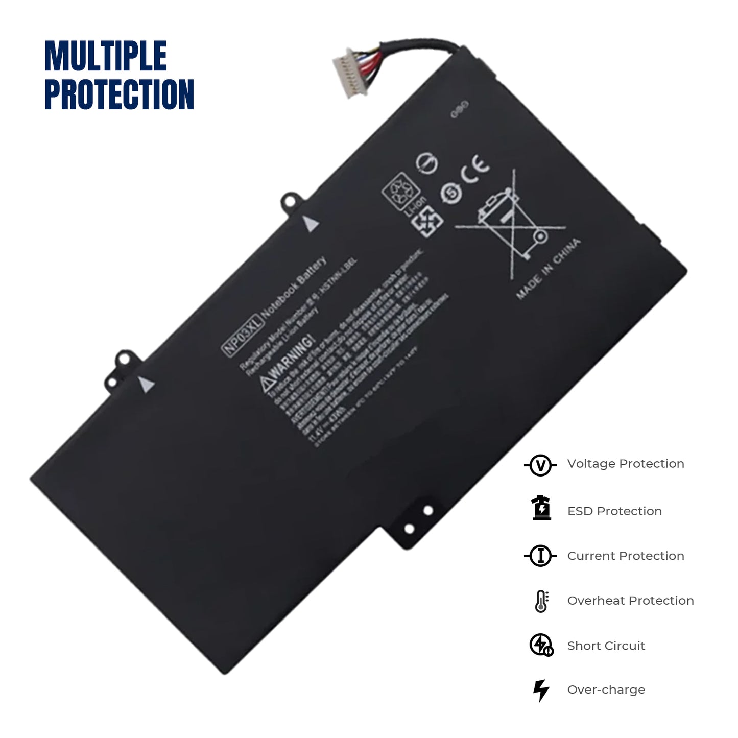 Аккумулятор для ноутбука KELESY NP03XL для HP Pavilion X360 13-A010DX TPN-Q146 TPN-Q147 TPN-Q148 HSTNN-LB6L 760944-421 15-U010DX 43 Вт·ч 11,4 В