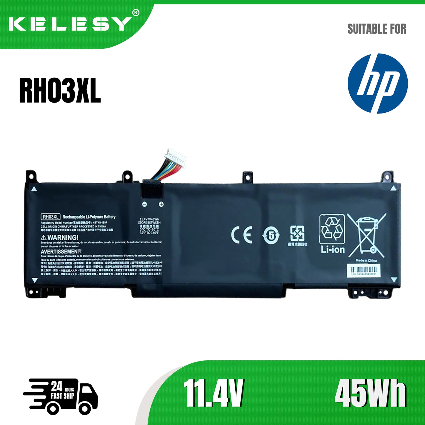 KELESY RH03XL Battery for HP ProBook 430 440 450 650 G8 HSTNN-IB9Q M01524-2B1 45WH 11.4V