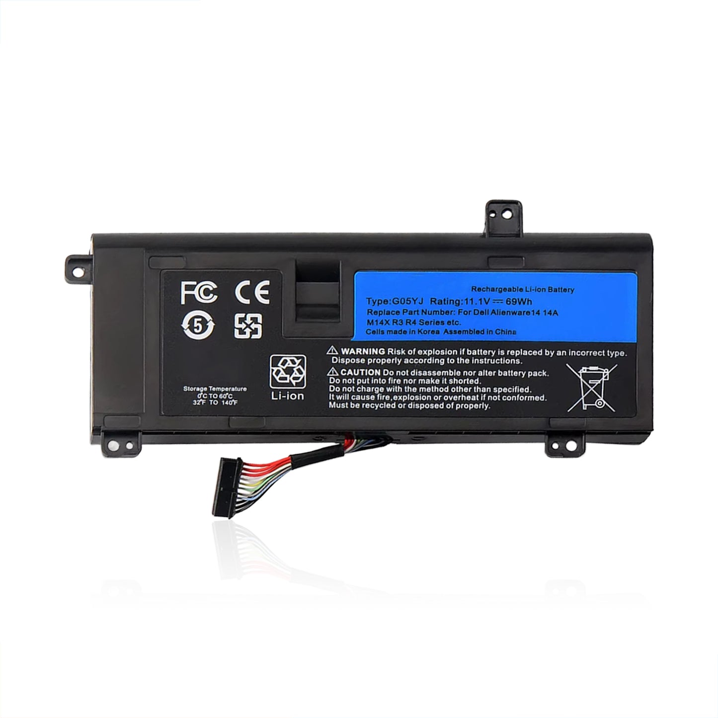 KELLESY G05YJ Laptop Battery For DELL Alienware 14 A14 M14X R3 R4 Series P39G Alienware 14D-1528 GO5YJ Y3PN0 8X70T 69WH