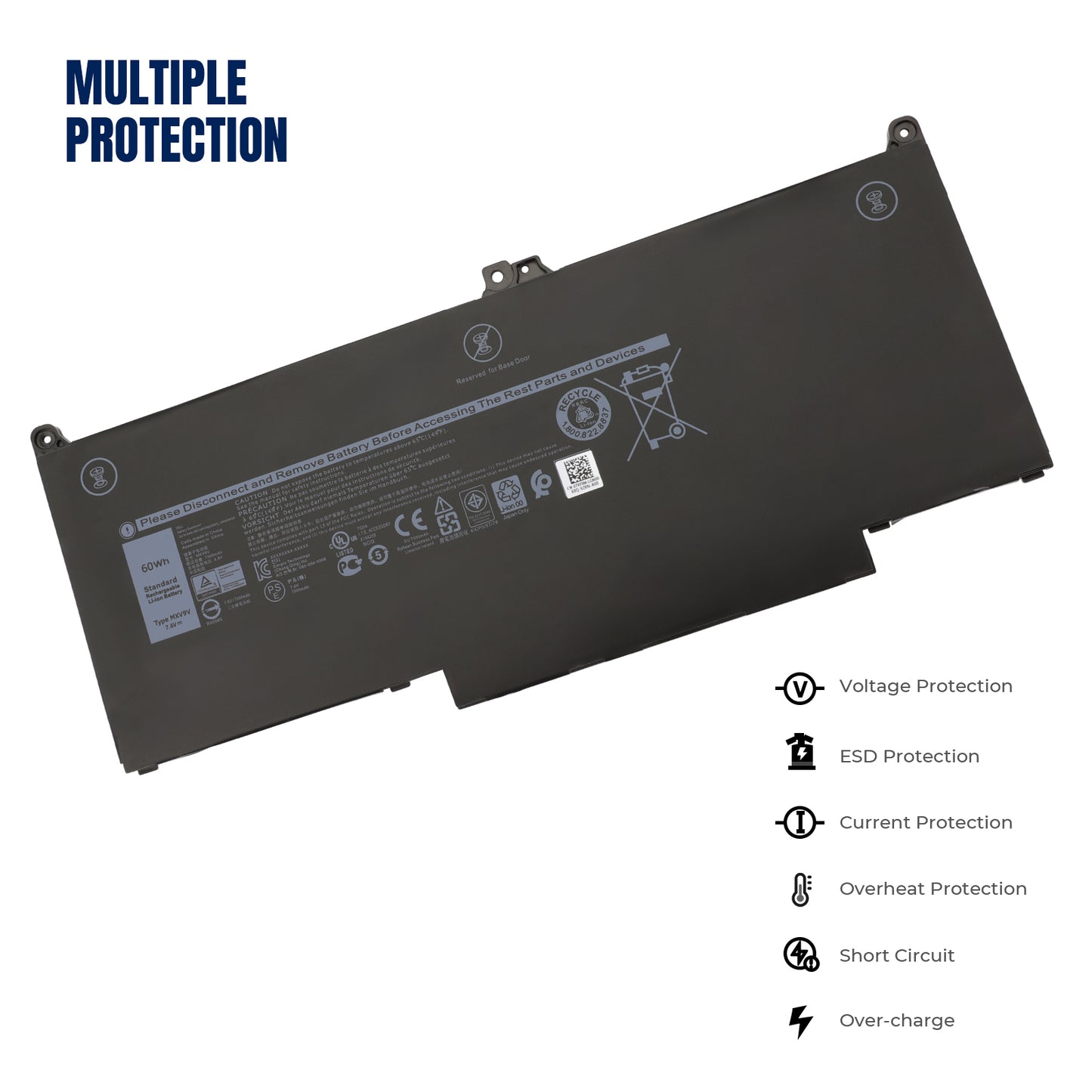 Аккумулятор для ноутбука KELESY 7,6 В 60 Вт·ч MXV9V для Dell Latitude 7300 7400 5300 5310 5300 5310 2-в-1 серии 5VC2M 05VC2M 829MX 0829MX