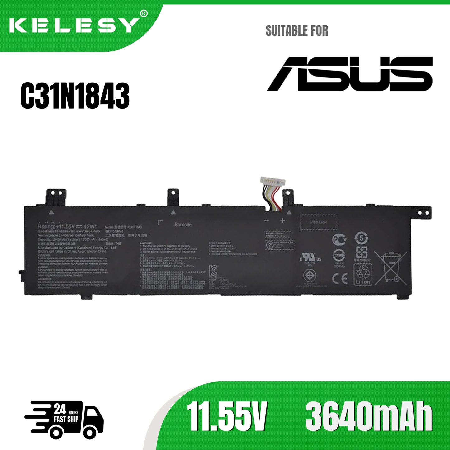 KELESY C31N1843 0B200-03430000 ASUS Laptop Battery For S14 S432 S432FA S432FL S15 S532 S532FA S532FL X432FA X532FL