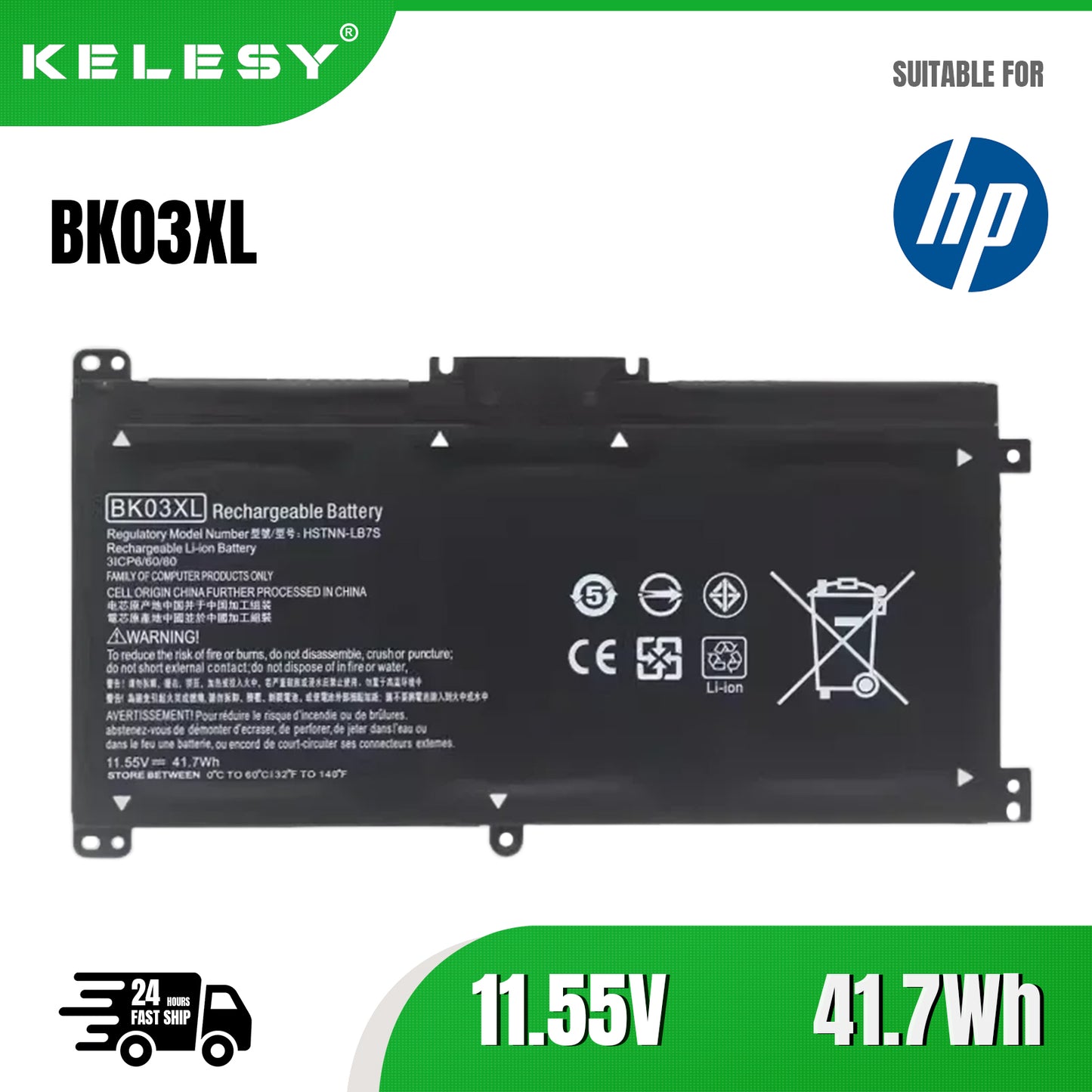 KELESY BK03XL 916811-855 916812-855 Аккумулятор для HP Pavilion X360 Convertible 14m-ba0xx 14-ba000 14m-ba013dx 14m-ba011dx