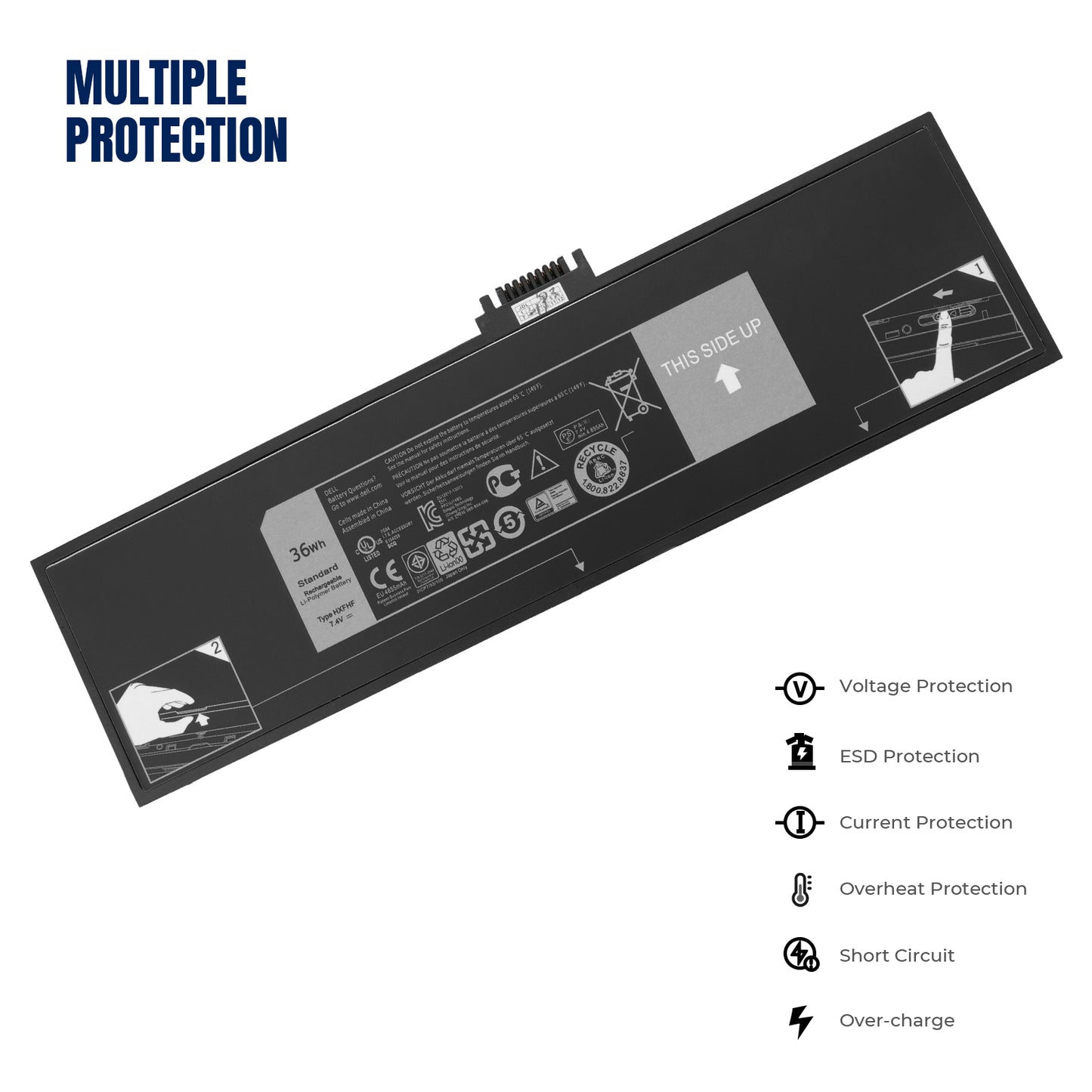 KELESY New Laptop Battery HXFHF 7.4V 36Wh For DELL Venue 11 Pro (7130) 11 Pro (7139) 11 Pro 7310 Series Notebook VT29R VJF0X