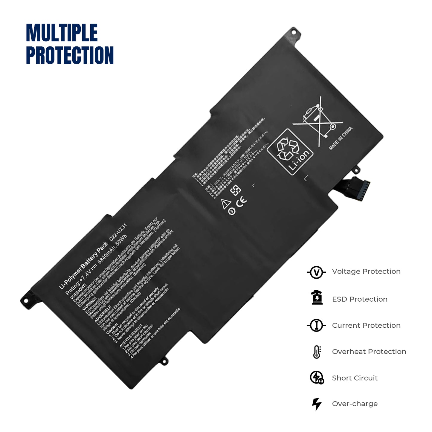 KELESY New C22-UX31 Laptop Battery for ASUS Zenbook UX31 UX31A UX31E UX31E-DH72 C22-UX31 C23-UX31 7.4V 50WH/6840mAh