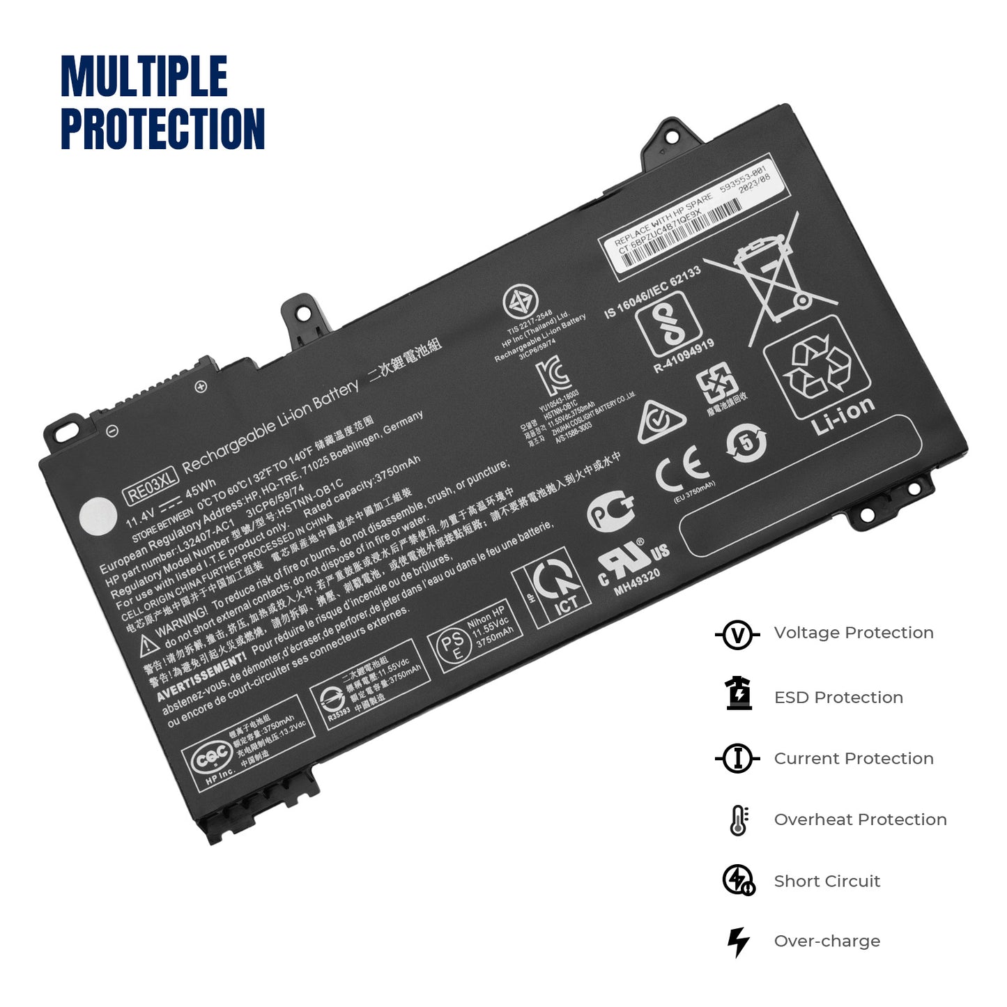 KELESY RE03XL Laptop Battery for HP ProBook 430 440 445 450 G7 G6 455R ZHAN 66 Pro 13 G2 14 G2 G3 15 G2 L32656-005 L32407-2C1 5