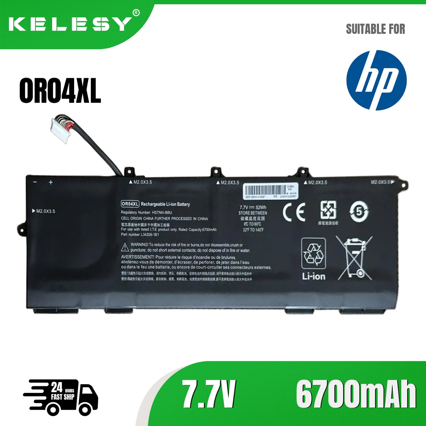 Аккумулятор KELESY OR04XL для ноутбука HP ZHAN X13 G2 X360 830 G6 HSTNN-IB8U HSTNN-DB9C L34449-005 L34209-1B1 L34209-2B1