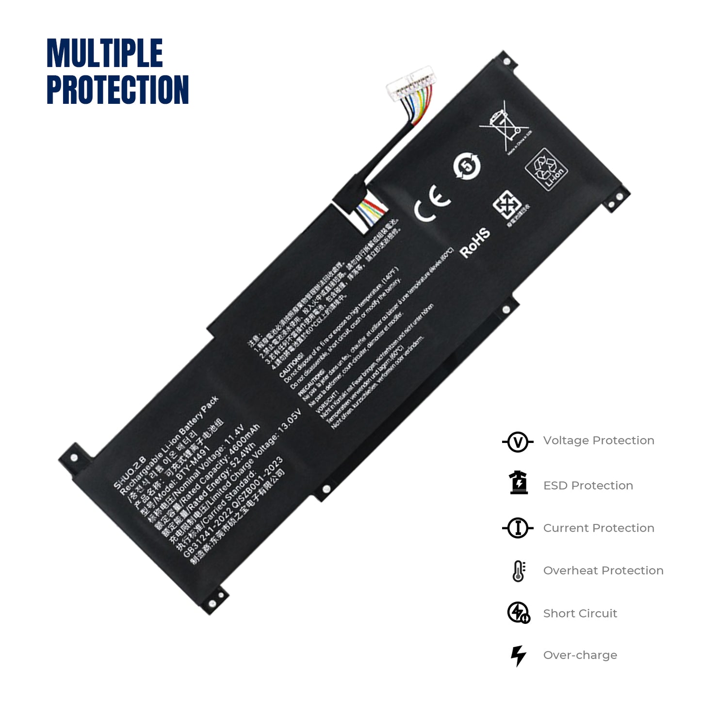 KELESY BTY-M491 Laptop Battery For MSI Modern 15 A10M-014,A10RAS-258 A10RB-041TW A10RD A11M A11SB-059 A4MW Prestige14 52.4WH