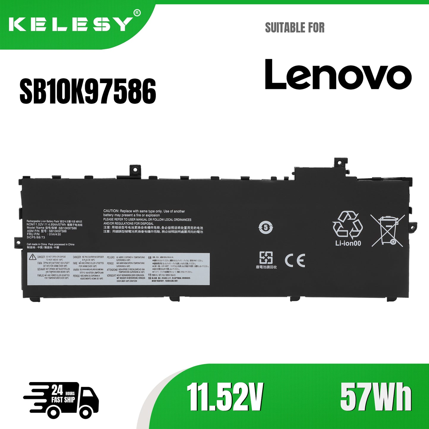 KELESY 01AV494 01AV430 Battery For Lenovo Thinkpad X1 Carbon 5th 2017 6th 2018 Series 01AV429 SB10K97586 01AV431 SB10K97587