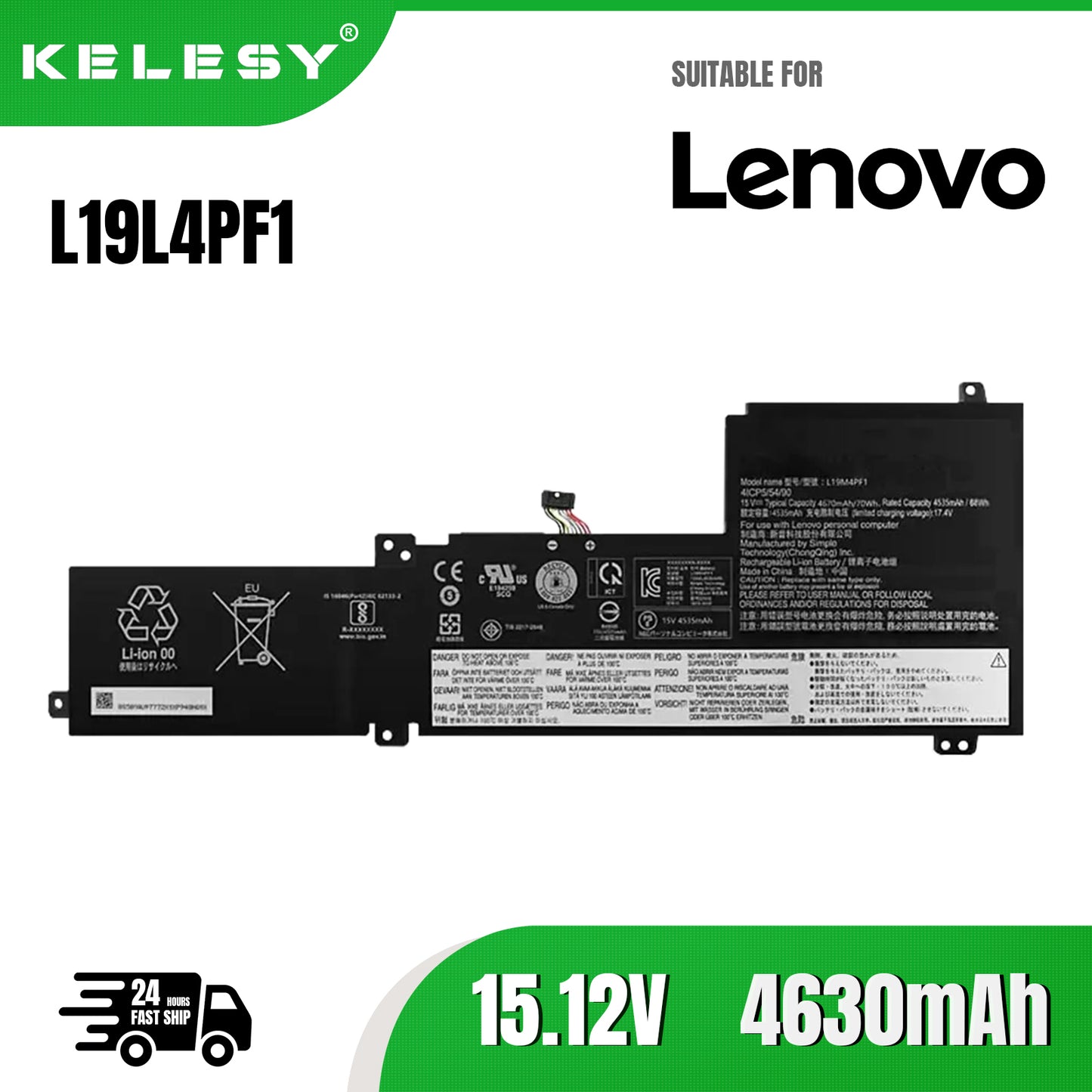 KELESY L19D4PD1 L19C4PD1 60WH Laptop Battery For Lenovo ideapad Yoga 6-13ARE05 6-13ALC6 Yoga C640-13IML LTE Series L19M4PD1