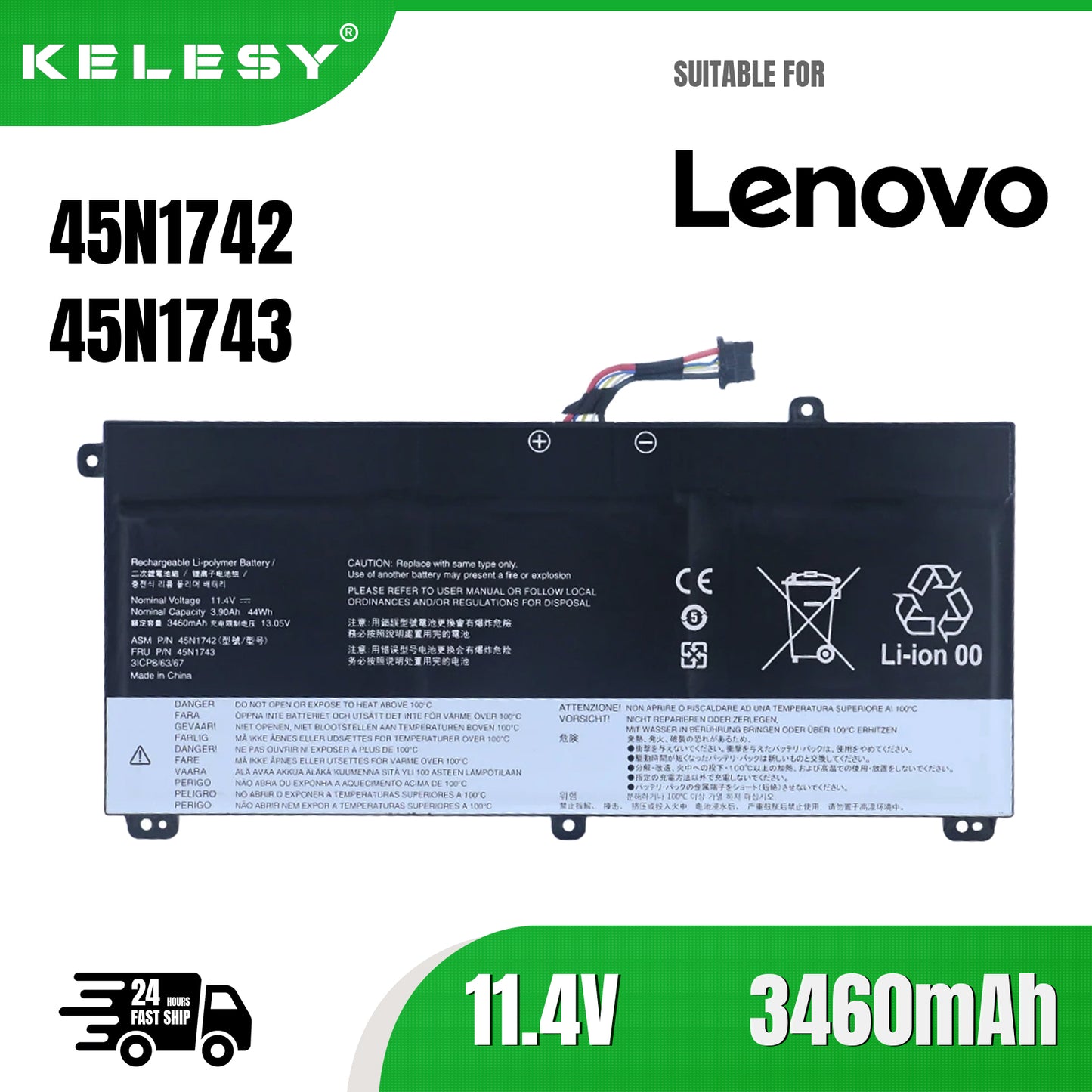 KELESY новый 45N1740 45N1741 45N1742 45N1743 аккумулятор для ноутбука Lenovo ThinkPad T550 T560 W550S 00NY639 SB10K12721 11.4V 44Wh