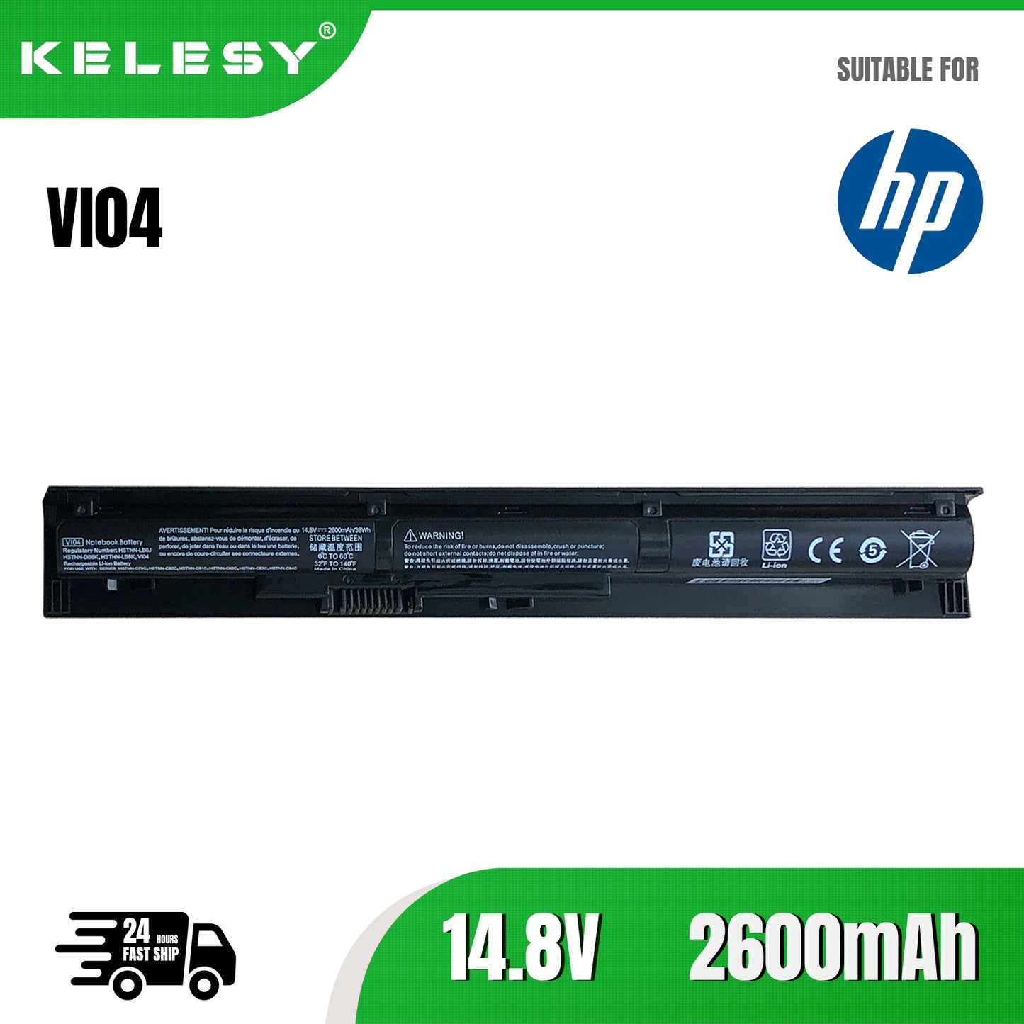 KELESY Laptop Battery for HP VI04 HSTNN-DB6J HSTNN-LB6K HSTNN-DB6I HSTNN-DB6K HSTNN-DB6I TPN-Q139 TPN-Q140 TPN-Q141 TPN-Q142