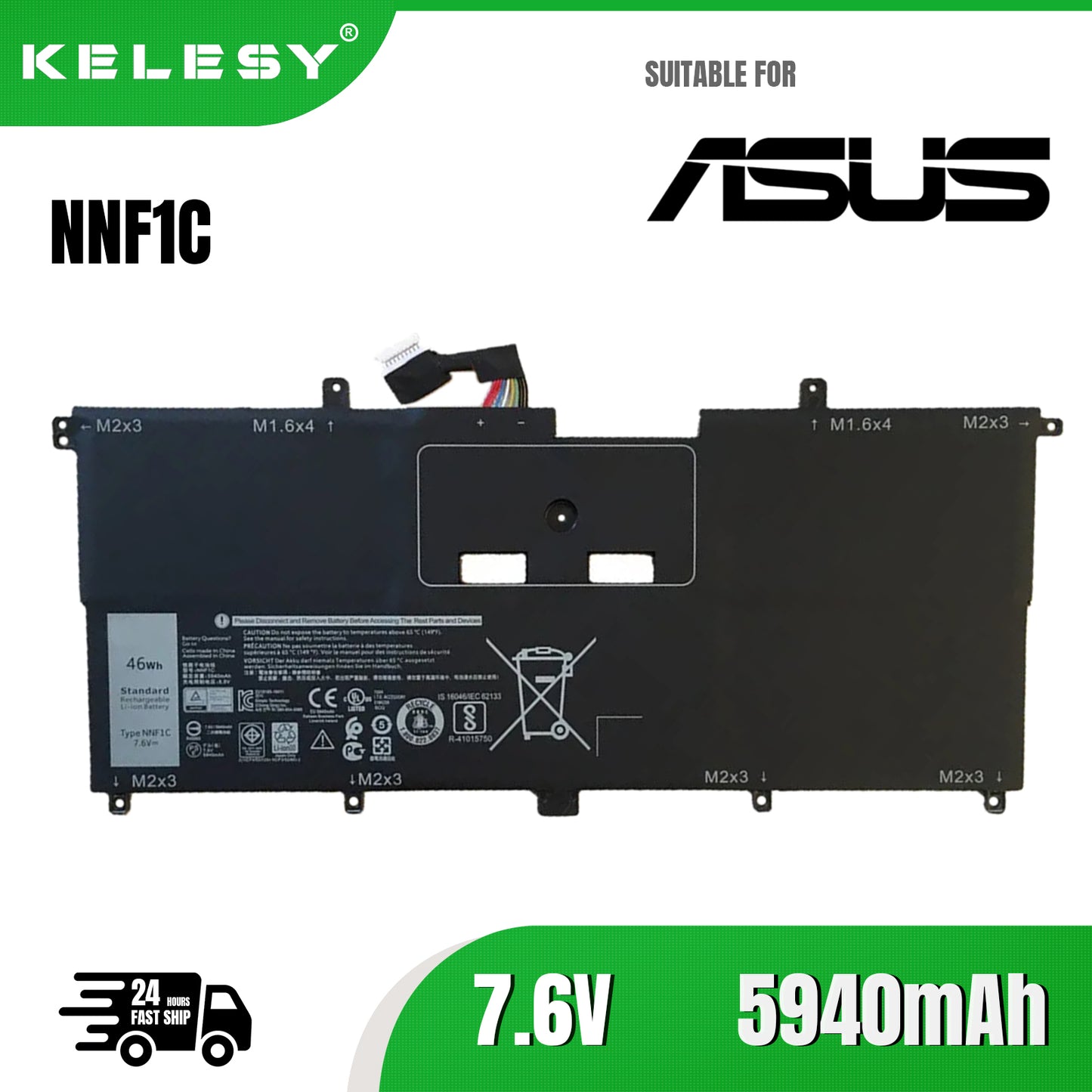 KELESY новый аккумулятор NNF1C HMPFH для ноутбука Dell XPS 13 9365 XPS13-9365-D1805TS,D1605TS N003X9365-D1516FCN NP0V3 P71G001 46WH