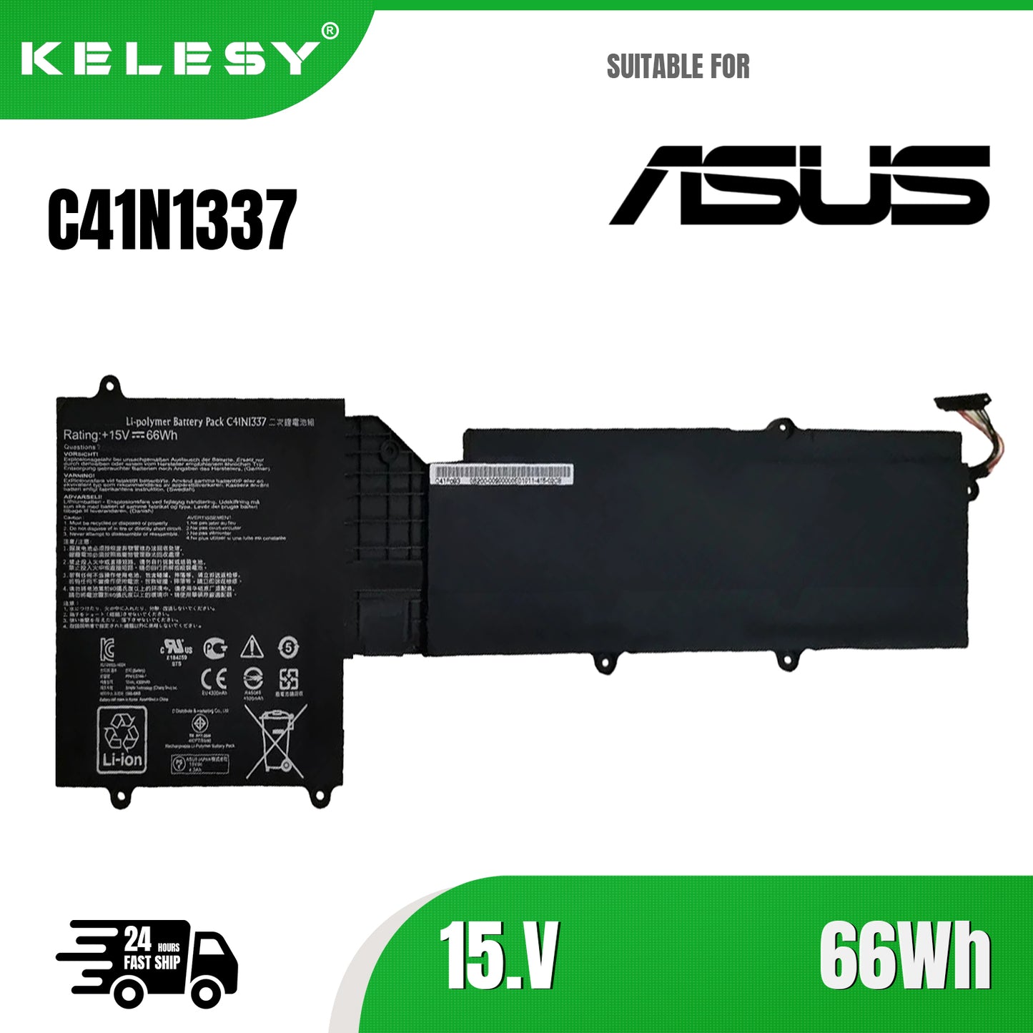 KELESY C41N1337 Laptop-Akku für ASUS All-in-One Portable AiO PT2001 Notebook 19,5 Zoll 15 V 66 Wh