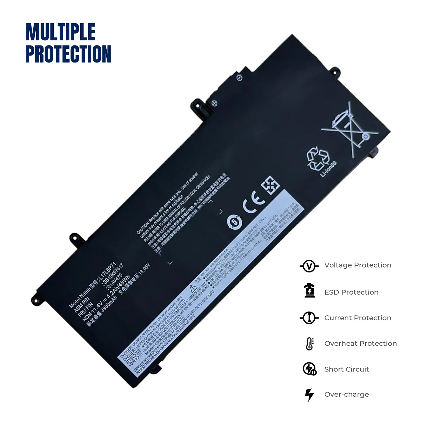 KELESY Battery for Lenovo ThinkPad X280 L17M6P71 L17C6P71 01AV470 01AV471 01AV472 SB10K97617 11.4V 48WH