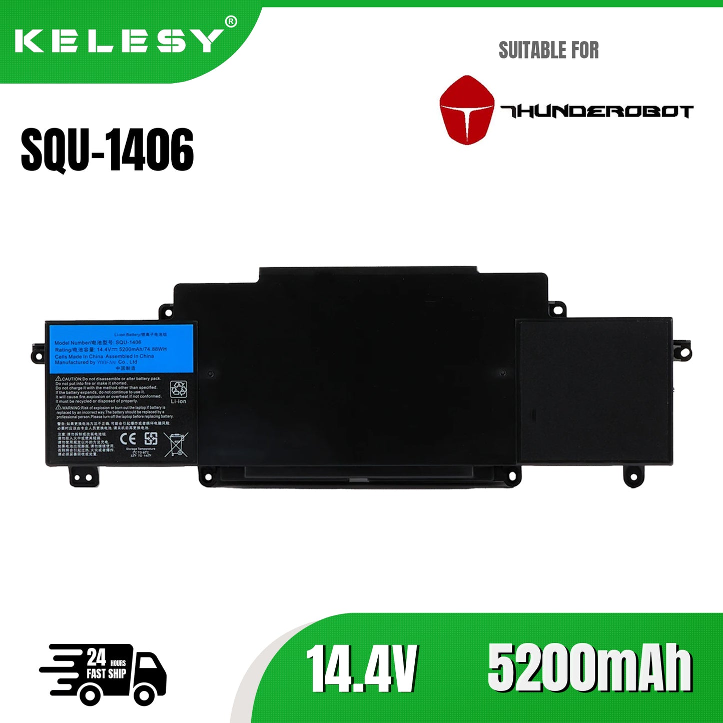 KELESY Batería de ordenador portátil SQU-1406, para ThundeRobot 911 911-S1 S2/A/B/C/D/E/G S3 S5A S5T S6 T1 T2 T5 M1/2/3/4/5/6