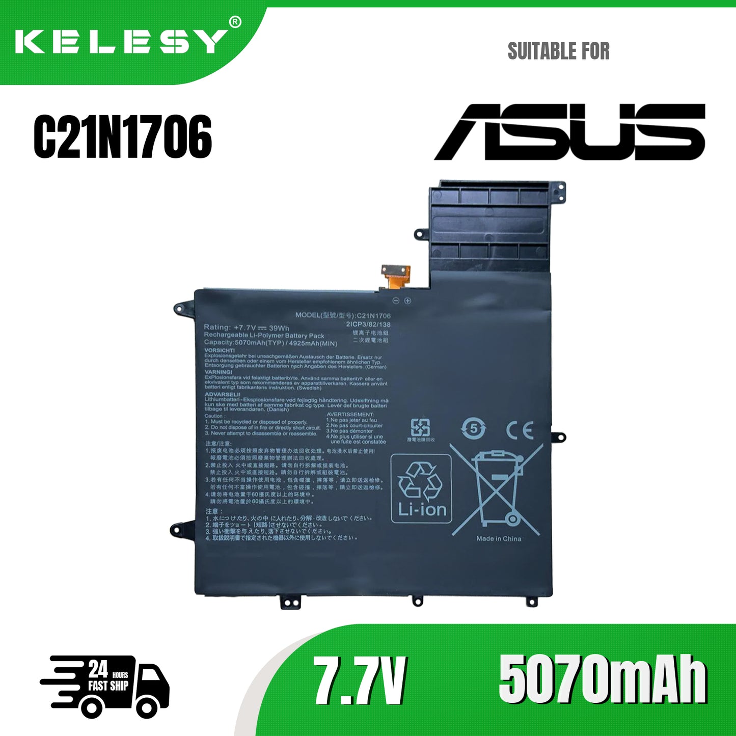 KELESY C21N1706-batería para portátil ASUS ZenBook Flip S, UX370U, UX370UA, UX370F, UX370UAR, UX370UAF, UX370UA-C4059T