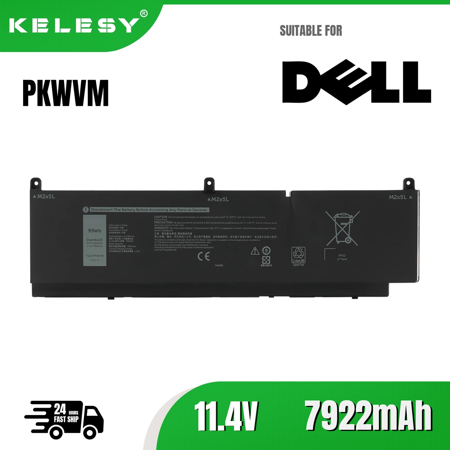 KELESY 95WH PKWVM L batería aptop para DELL Precision 7550 7560 7750 7760 serie P44E P93F C903V CR72X 17C06 0CR72X