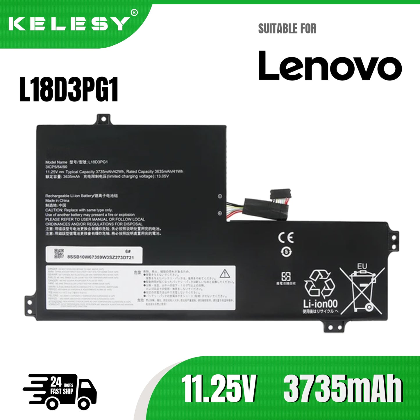 Аккумулятор для ноутбука KELESY L18D3PG1 L17M3PB0 для Lenovo 100E 500E Chromebook 1-го поколения/100E 300E 500E Chromebook 2-го поколения/100E 300E