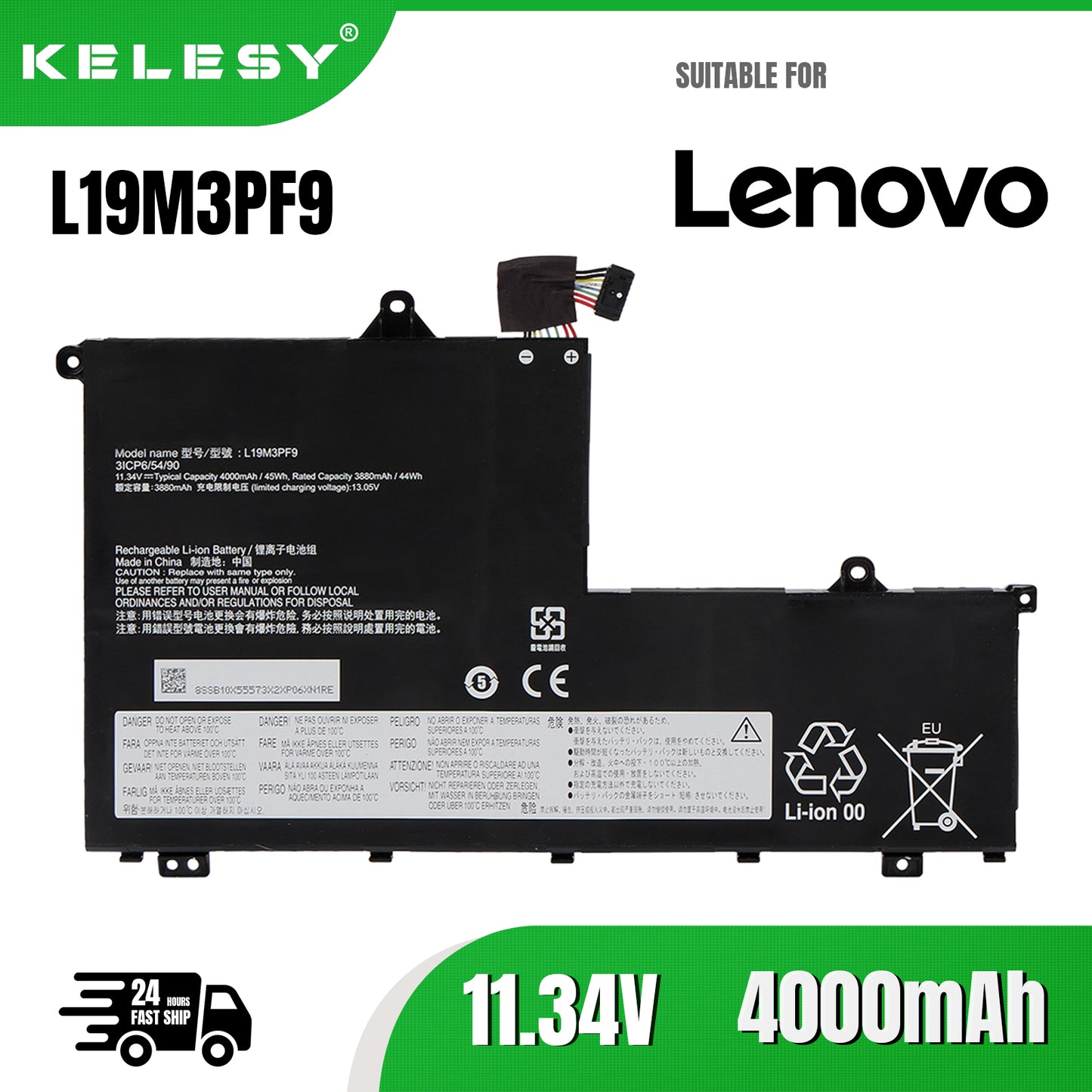 KELESY Laptop Battery L19M3PF9 L19L3PF8 L19C3PF9 L19M3PF1 L19C3PF1 L19D3PF2 For ThinkBook 14-IML 20RV 14-IIL 20SL 15-IML 20RW 15-IIL