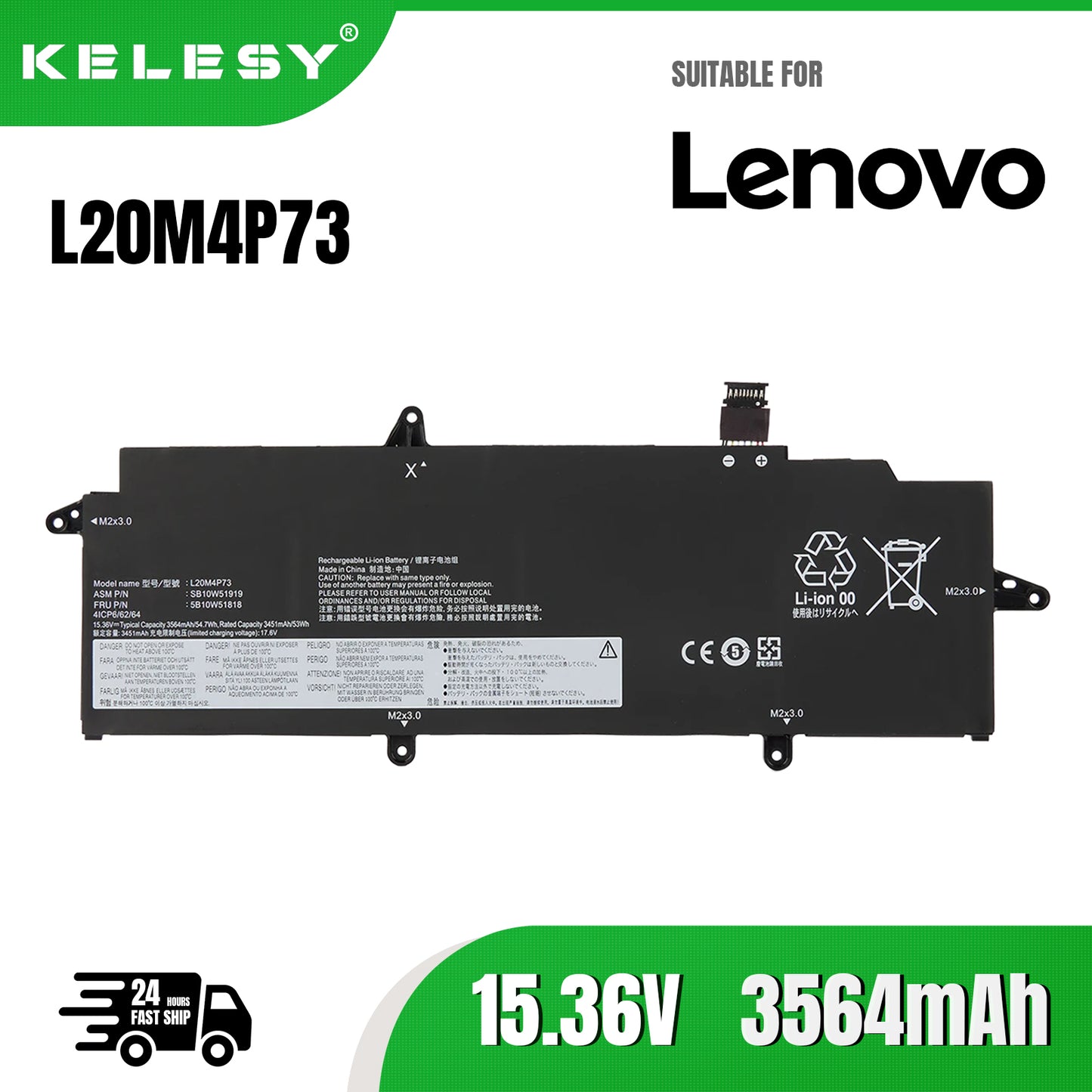 KELESY L20M4P73 Laptop Battery For Lenovo ThinkPad X13 Gen 2 Gen 3 Series L20D4P73 L20C4P73 L20D3P72 L20C3P72 5B10W51818