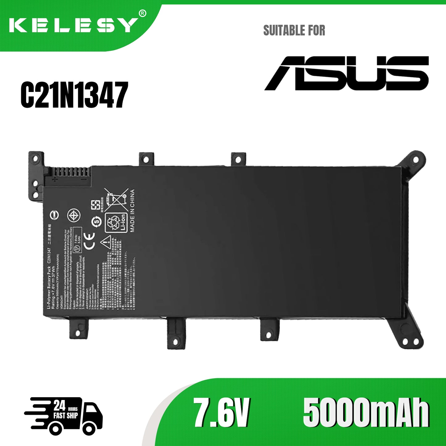 KELESY New C21N1347 Laptop Battery For ASUS X554L X555L X555LA X555LB X555LN X555 X555LD X555LF F555A W519L F555UA 2ICP4/63/134