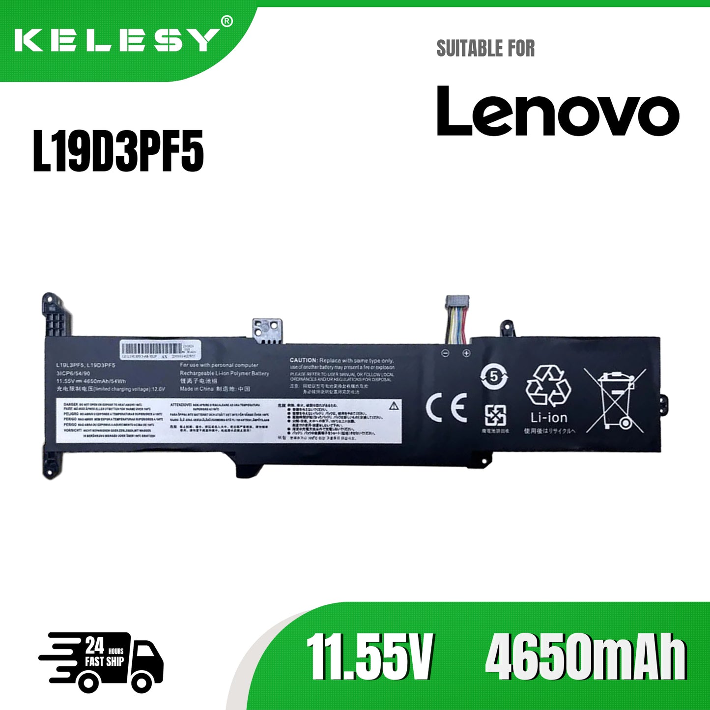 KELESY Laptop Battery for Lenovo L19L3PF5 L19D3PF5 SB10X02598 L19C3PF7 SB10X02596 IdeaPad 3-14ADA05 Ideapad 3-15 11.55V 3Cell