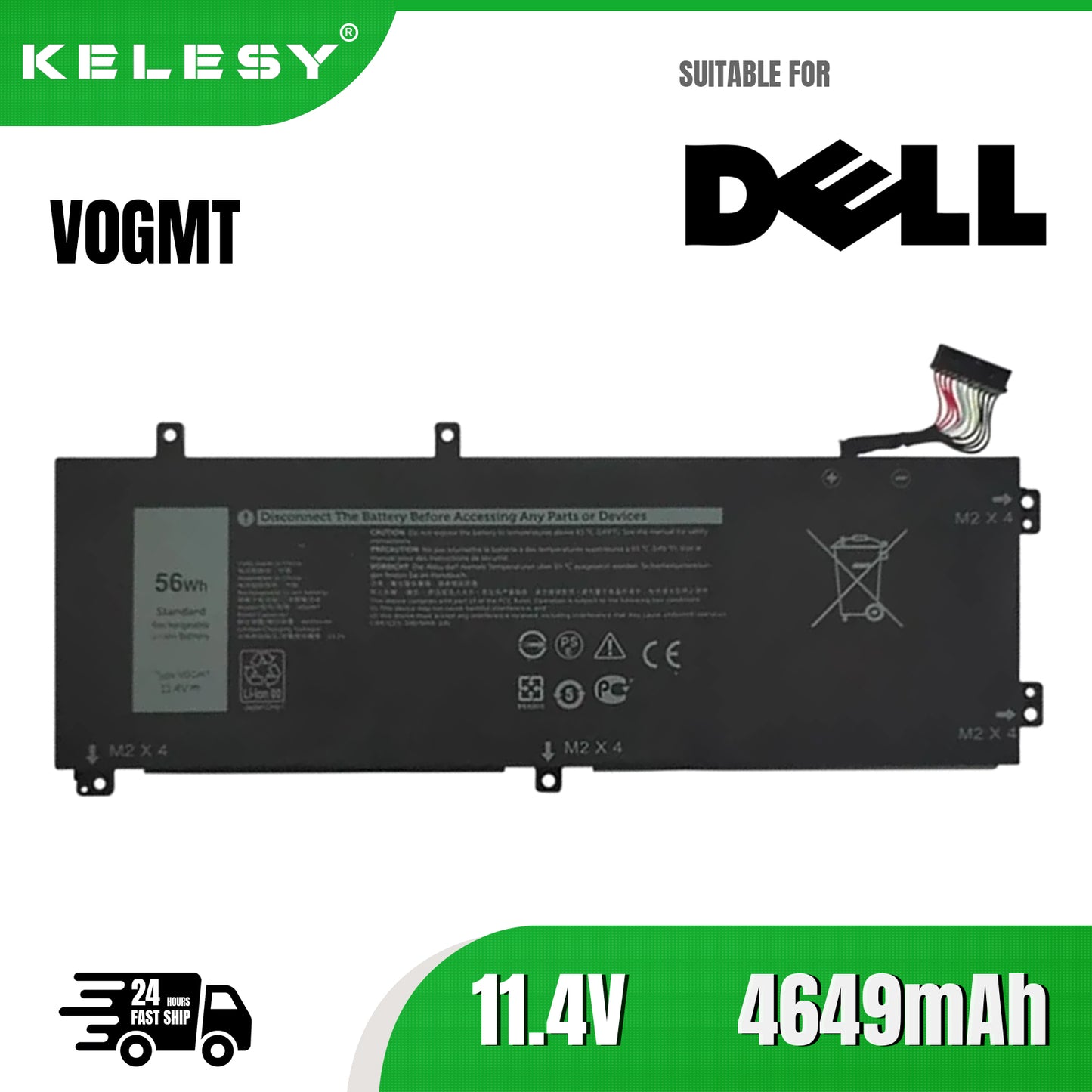 KELESY 4K1VM Laptop Battery For Dell G7 17 7700 0W62W6 0NCC3D V0GMT P46E XYCW0 4649mAh/56Wh 11.4V