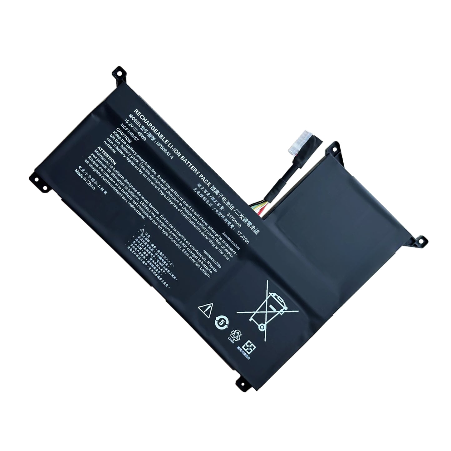 KELESY Genuine 15.2V 49Wh 3175mAh Laptop Battery Clevo NP50BAT-4 Li-Polymer Battery 4ICP7/60/57