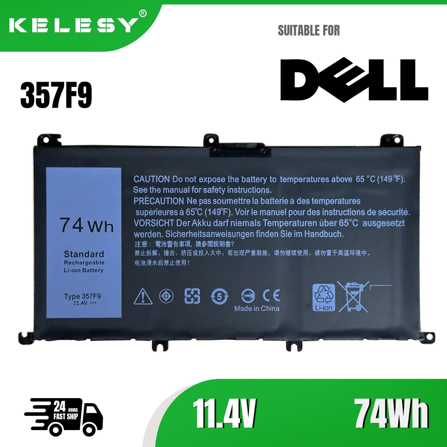 KELESY 74Wh 11.1V 357F9 071JF4 battery for Dell Battery Inspiron 15 5576 5577 7566 7567