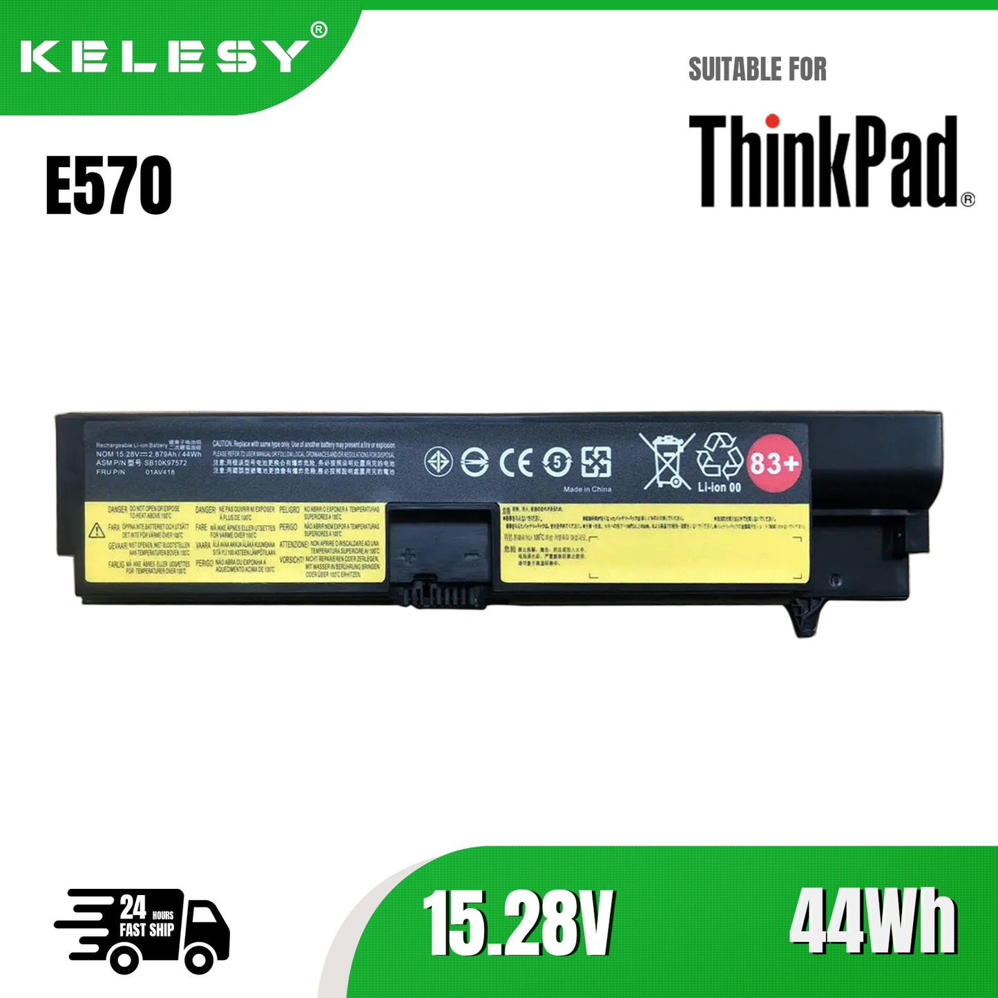KELESY batería para ordenador portátil, pila para lenovo Thinkpad E570, E570C, E575, 01AV417, 01AV418, SB10K97571, SB10K97574