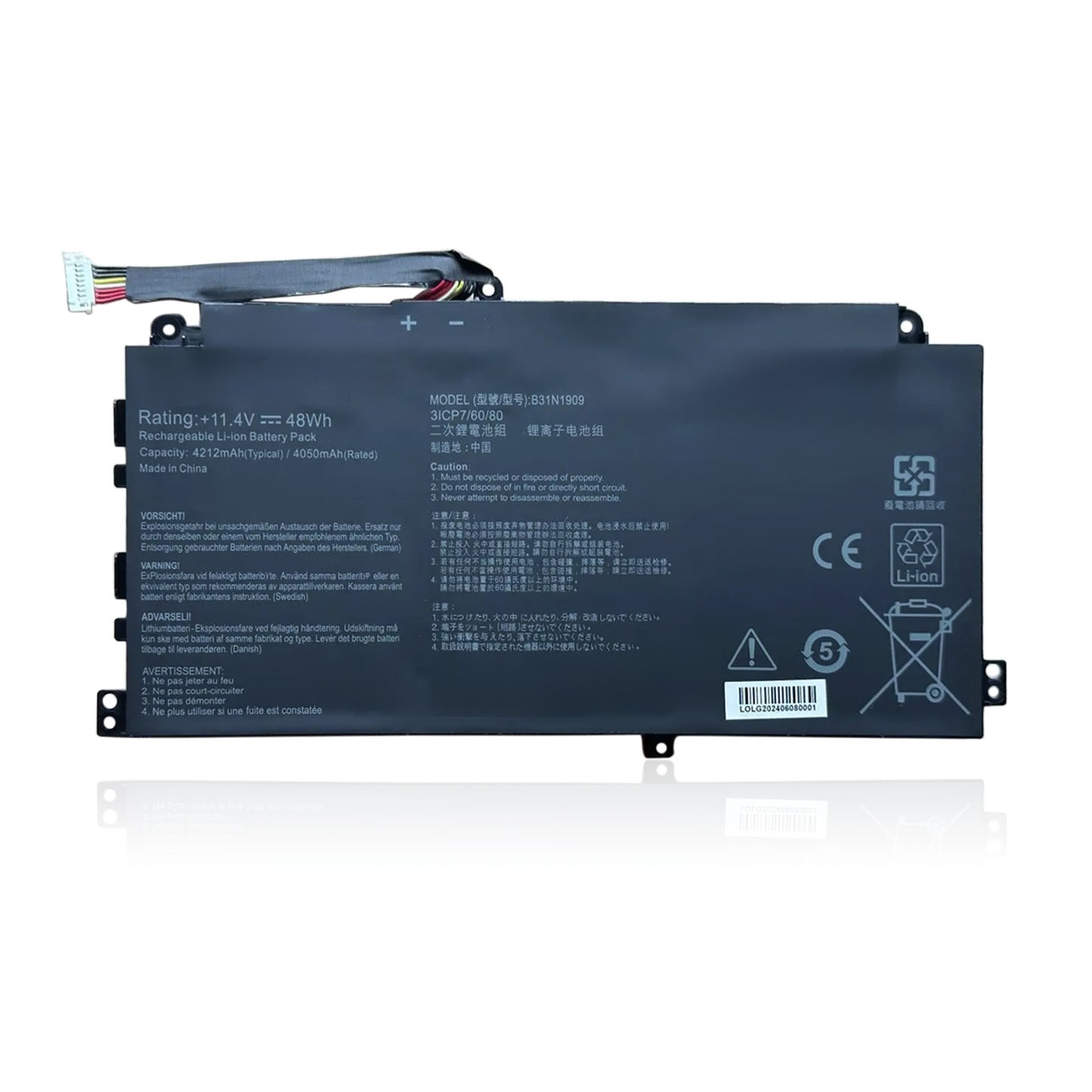 KELESY Batería para ordenador portátil Asus ExpertBook, 11,4 V, 48WH, B31N1909, P2, P2451FA-EK0009, EB0354R, serie P2451FB-1A