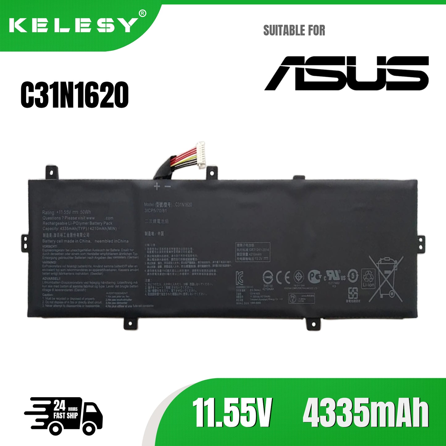 KELESY C31N1620 Laptop Battery for ASUS ZenBook UX430 UX430UA UX430UN UX430UQ UX430UQ-GV015T PRO PU404 PU404UF 11.55V 50WH