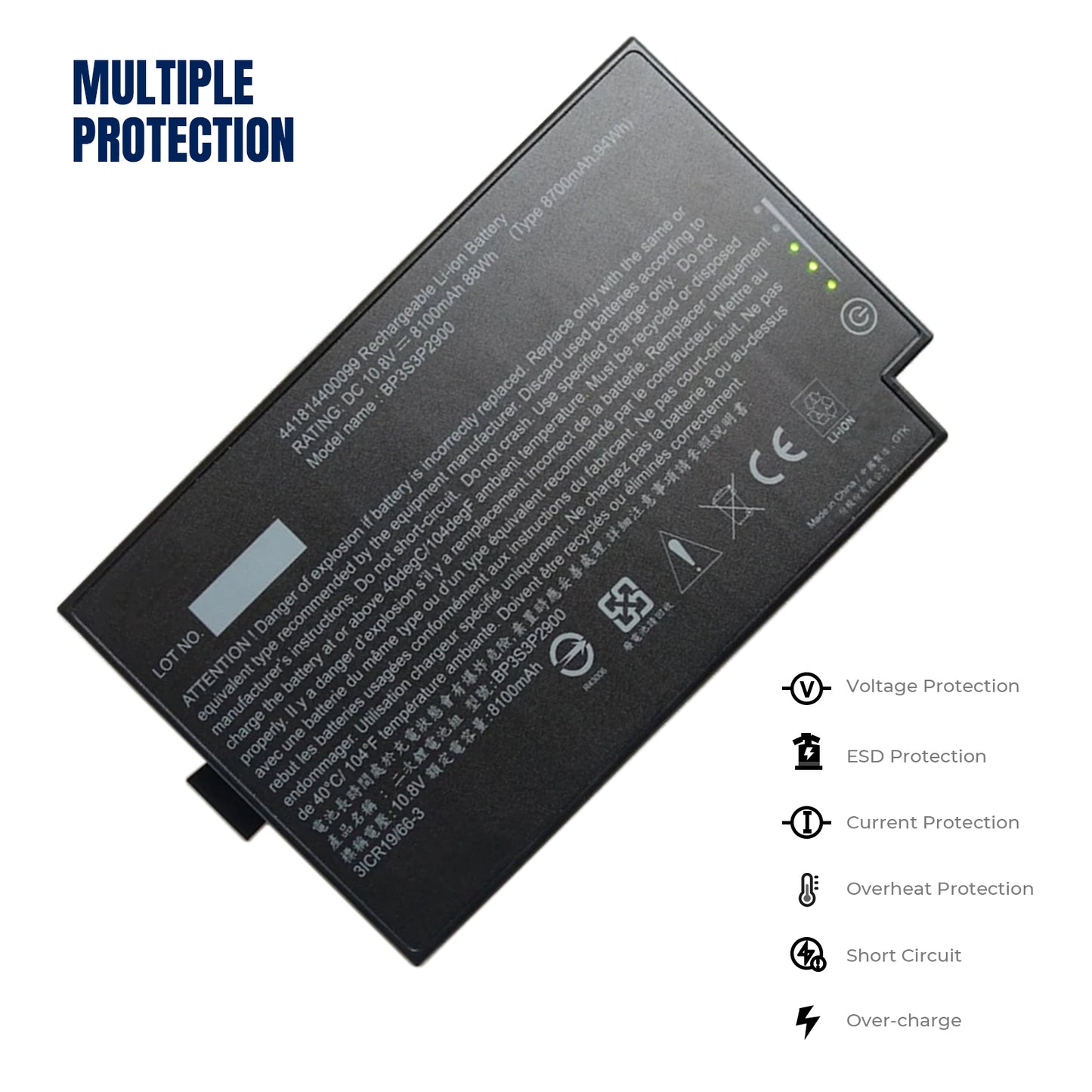 KELESY Batería de ordenador portátil BP3S3P2900, Original, 10,8 V, 88Wh, para Getac B300, B300X, serie BP3S3P2900(P)
