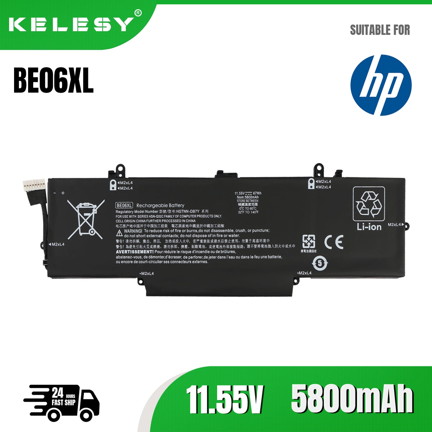 KELESY BE06XL Laptop Battery For HP Elitebook Folio 1040 G4 HSTNN-IB7V HSTNN-DB7Y 918045-1C1 918045-171 918180-855 67WH
