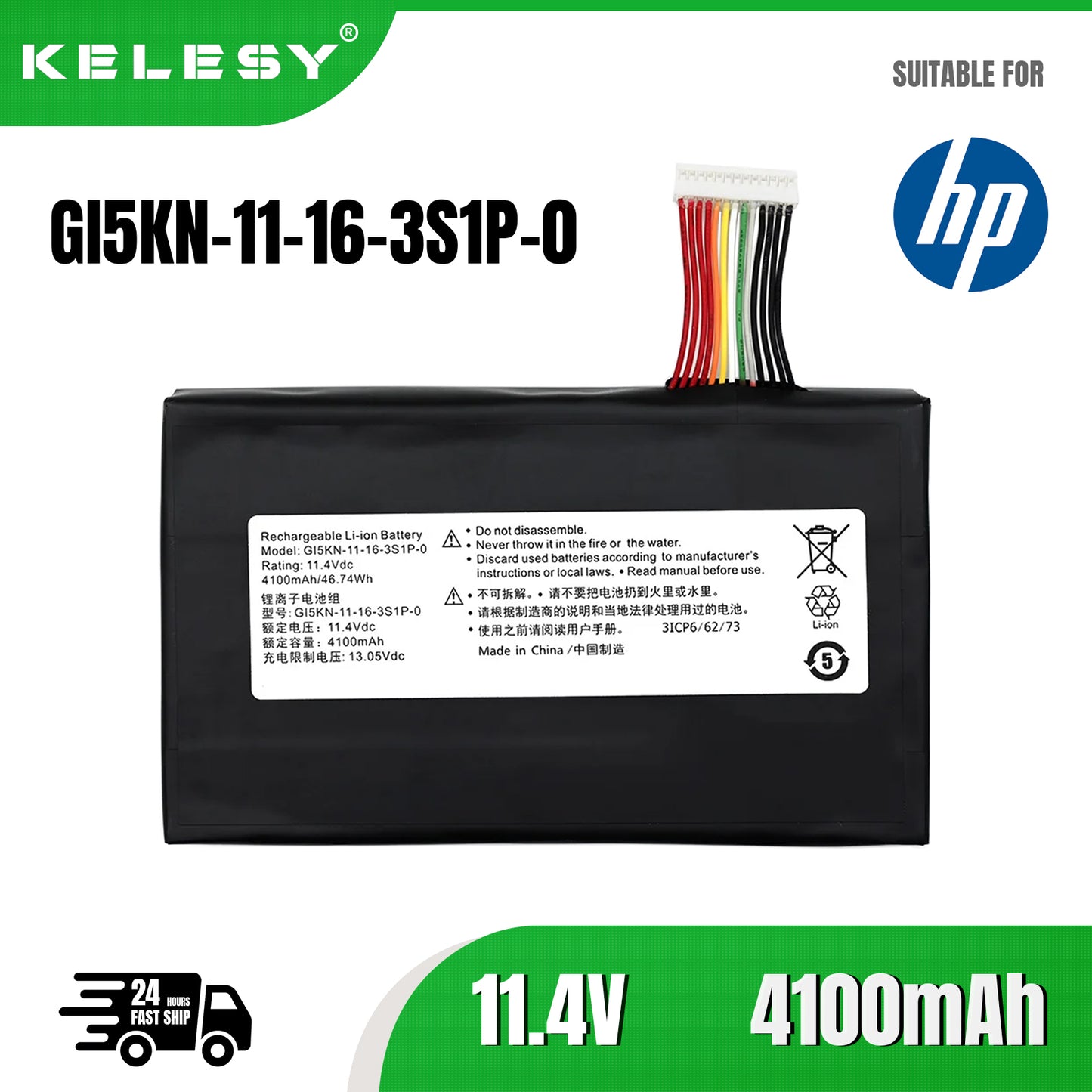KELESY GI5KN-00-13-3S1P-0 Laptop-Akku für Clevo GI5KN-11-16-3S KP7D2 GI5KN Z7-KP7D2 Z7-KP7GT 11,4 V 4100 mAh
