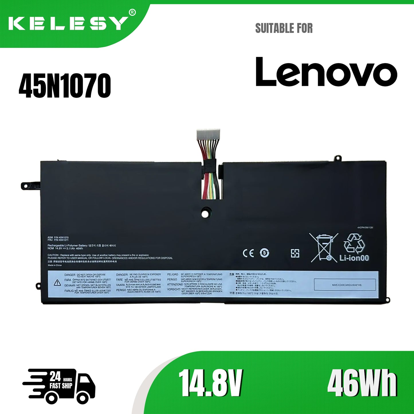 KELESY 45N1070 45N1071 batería del ordenador portátil para Lenovo ThinkPad X1 Carbon 3444 3448 3460 Series 14,8 V 3.11Ah 46WH