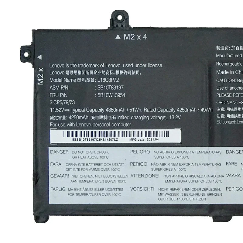 KELESY New L18C3P72 Battery For Lenovo ThinkPad T490 T495 P43S P14s 1st Gen L18C3P71 L18L3P73 L18M3P74 L18M4P73 L18M4P74