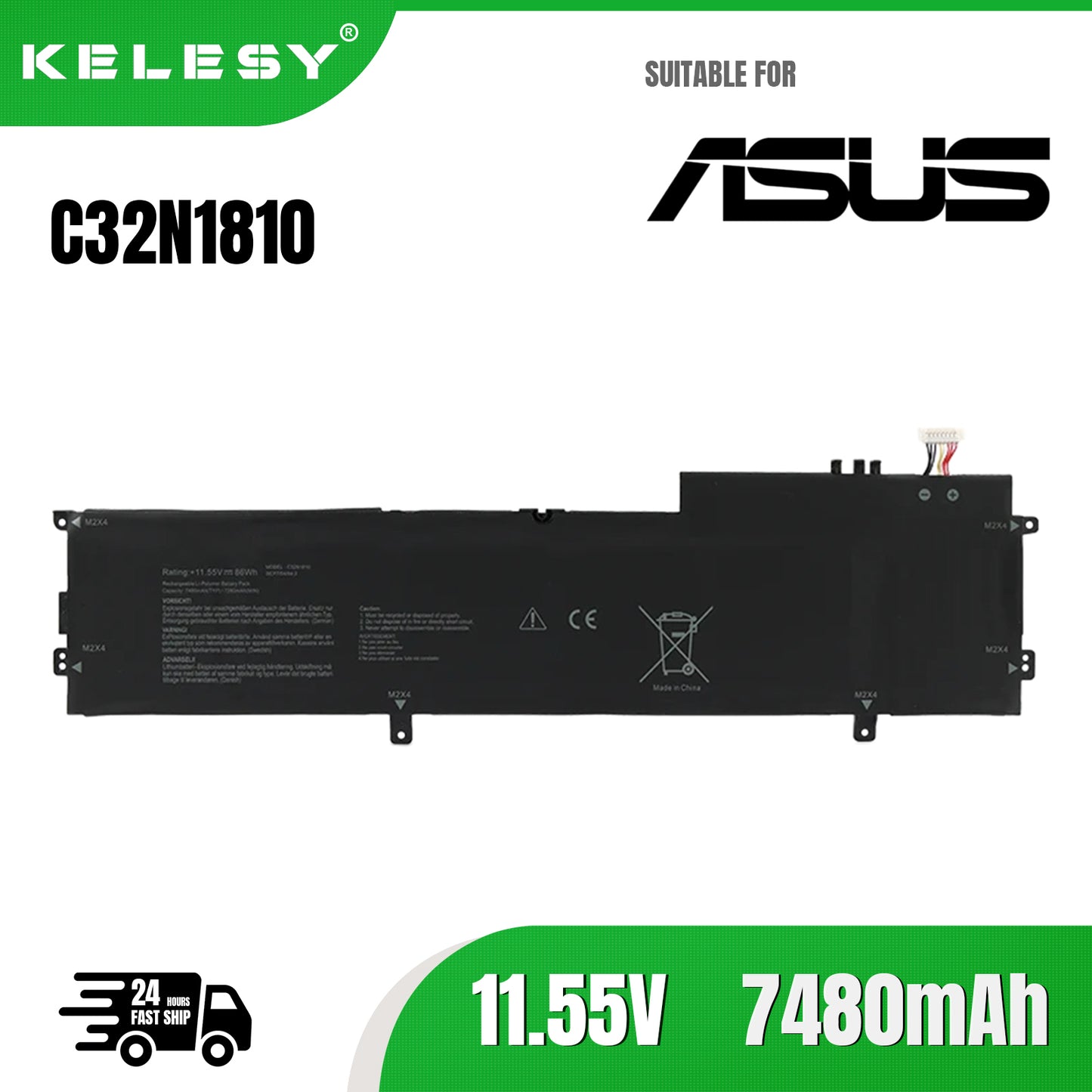 KELESY C32N1810 Laptop Battery for ASUS ZenBook Flip 15 UX562FN UX562FD Series 0B200-03070100 11.55V 86WH 7480mAh