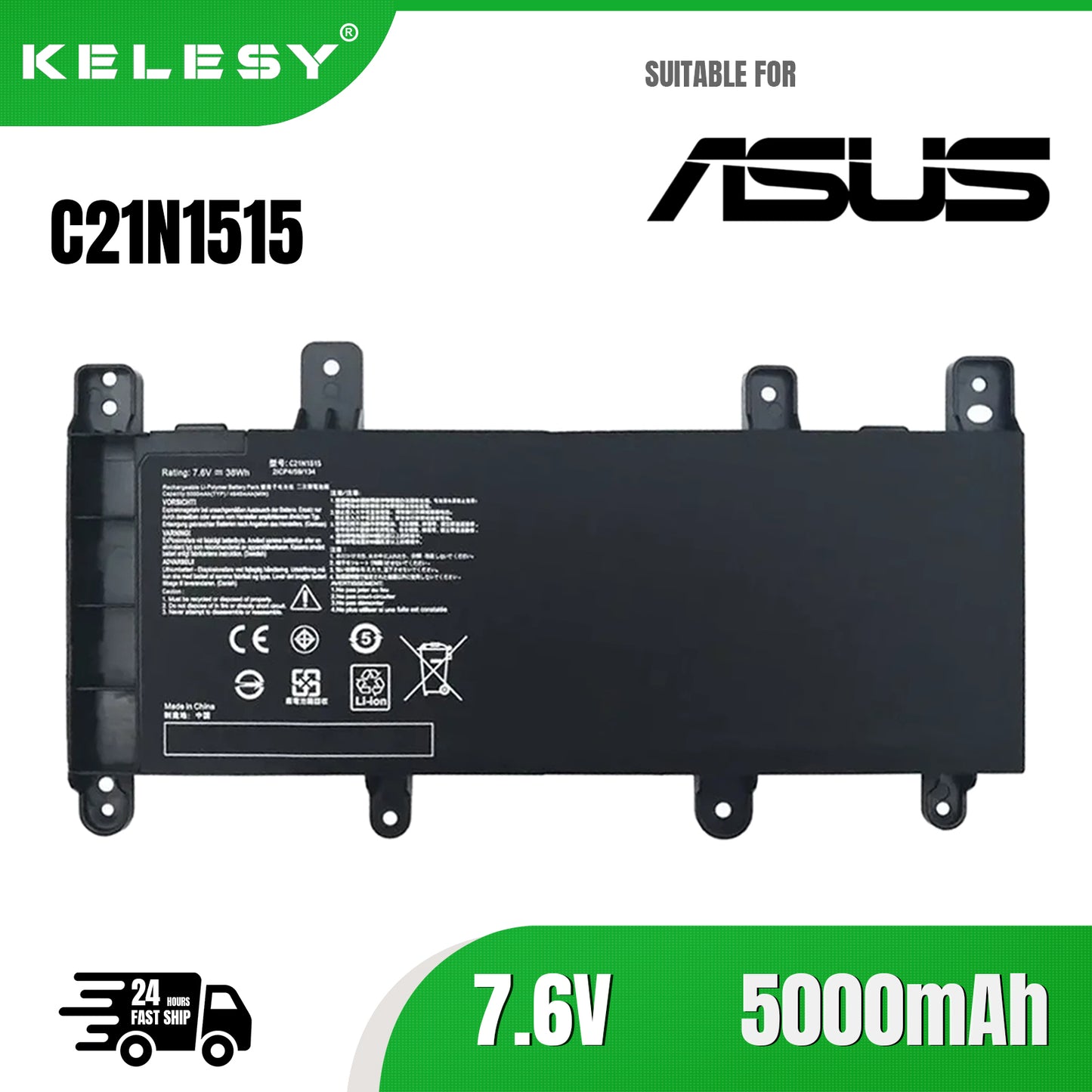 KELESY New C21N1515 Laptop Battery For ASUS X756 X756UA X756U X756UJ X756UB X756UX X756UQ X756UV X756UW Series F756UW F756UX