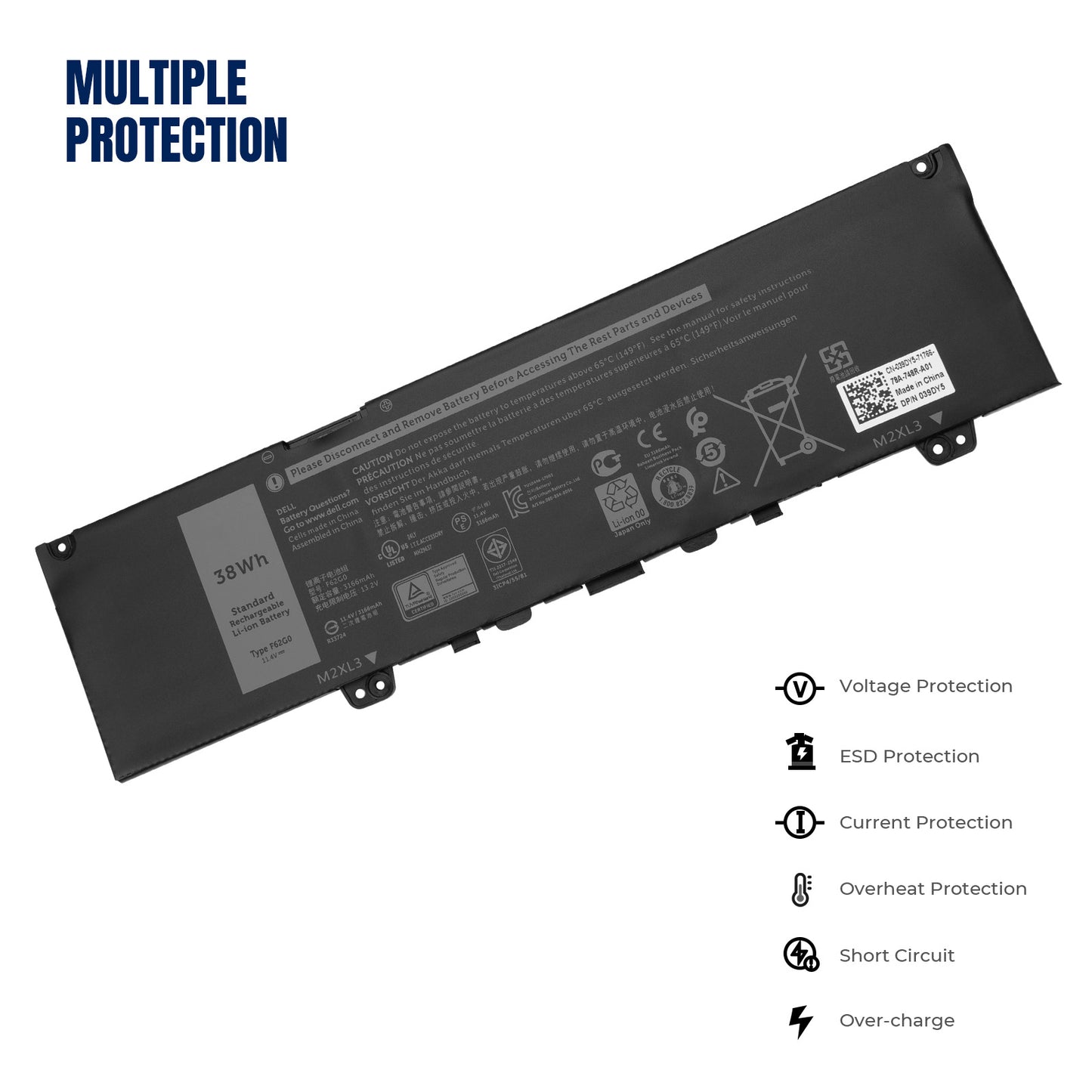 KELESY 100% New F62G0 High Quality Laptop Battery For Dell Inspiron 13 5370 7370 7373 Vostro 5370 RPJC3 Fast Delivery In Stock