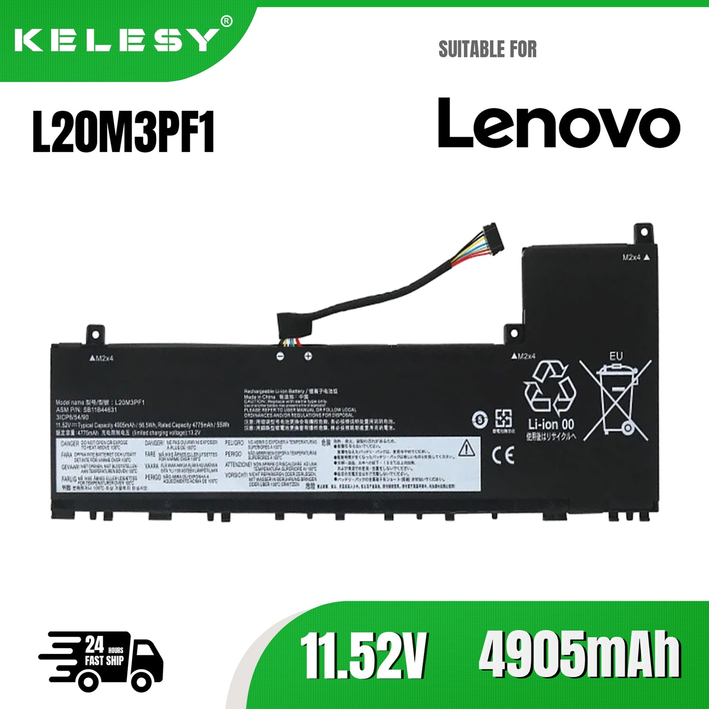KELESY L20C3PF1 Laptop Battery For Lenovo Air14+ ACH/ITL 2021 L20M3PF1 L20L3PF1 L20D3PF0 11.52V 56.5Wh 4905mAh