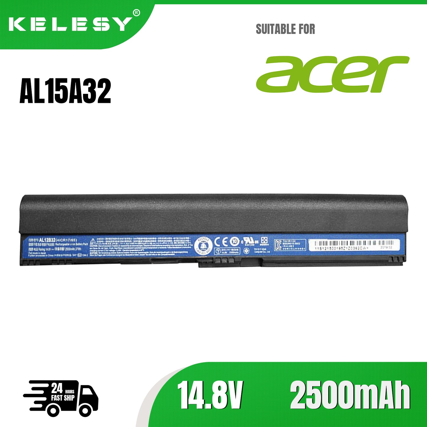 KELESY New AL15A32 Laptop Battery For Acer Aspire E5-422G 472 E5-473 E5-473G E5-522 522G E5-532 E5-532T E5-573G E5-553G V3-574G